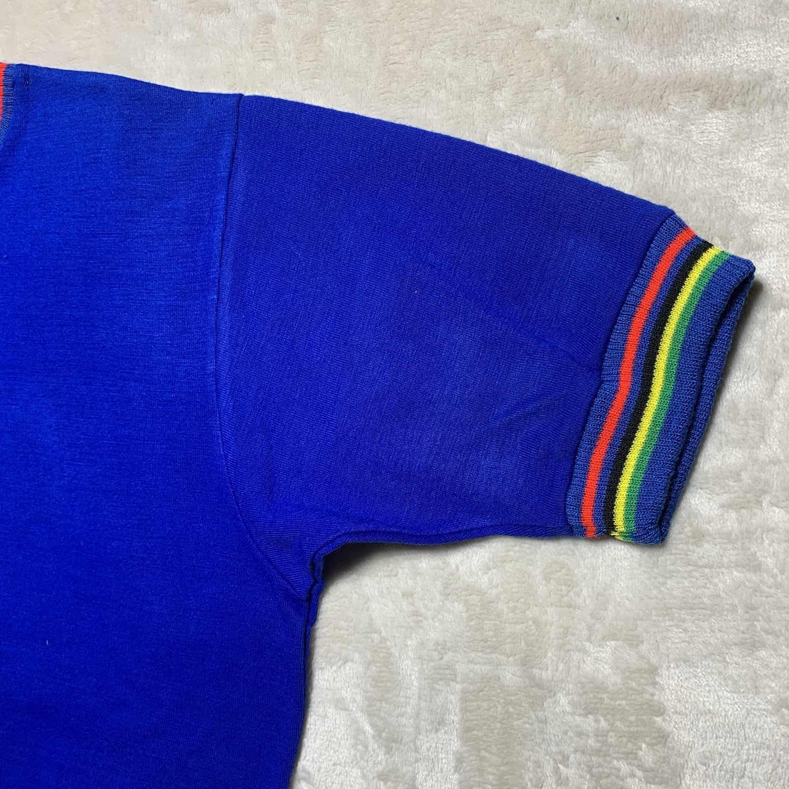 Vintage Pace Cycling Jersey Men’s Small 100% Merino Wool Knit Rainbow 70s USA *