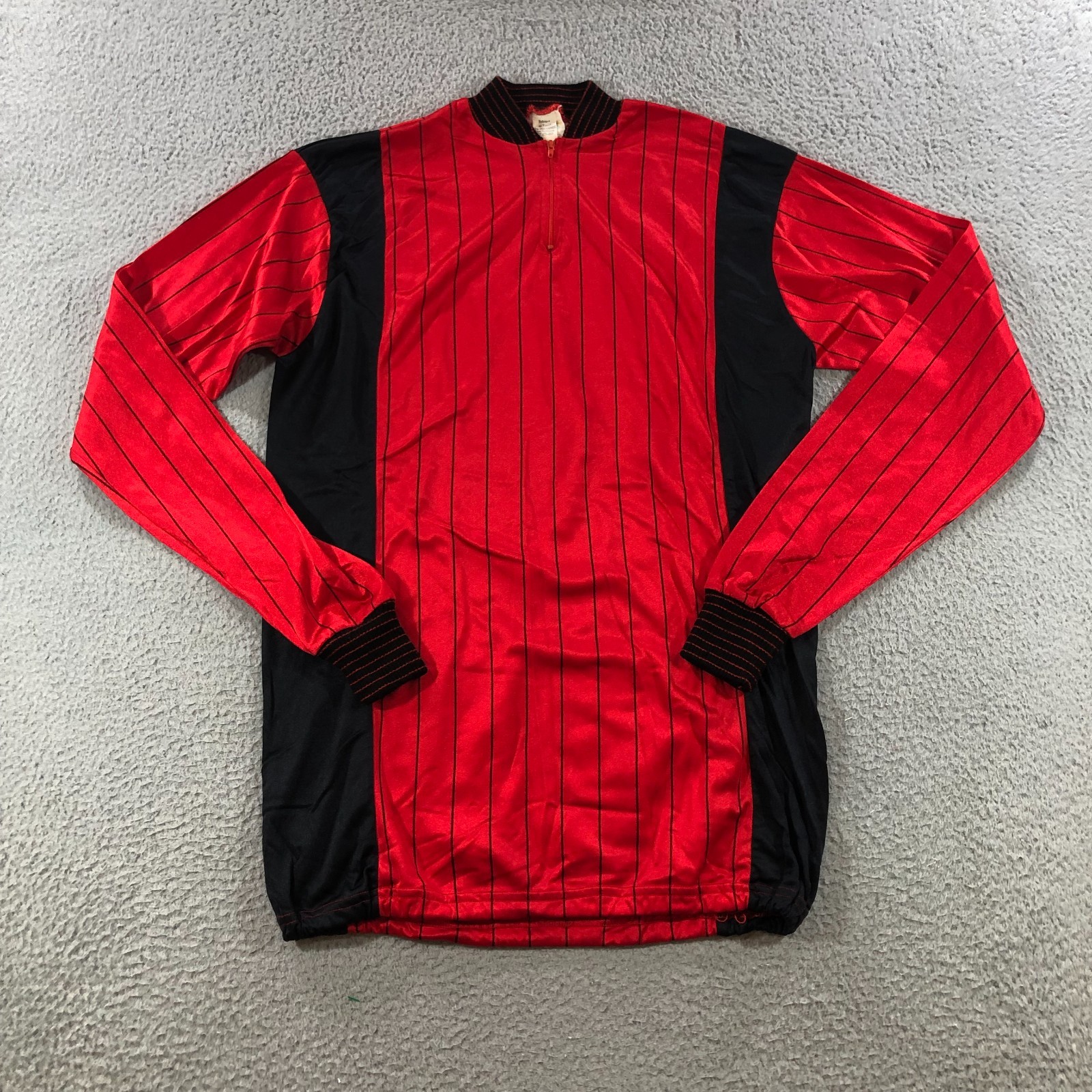 vtg tour de france bike jersey mens m red pin stripes long sleeve cooling pocket