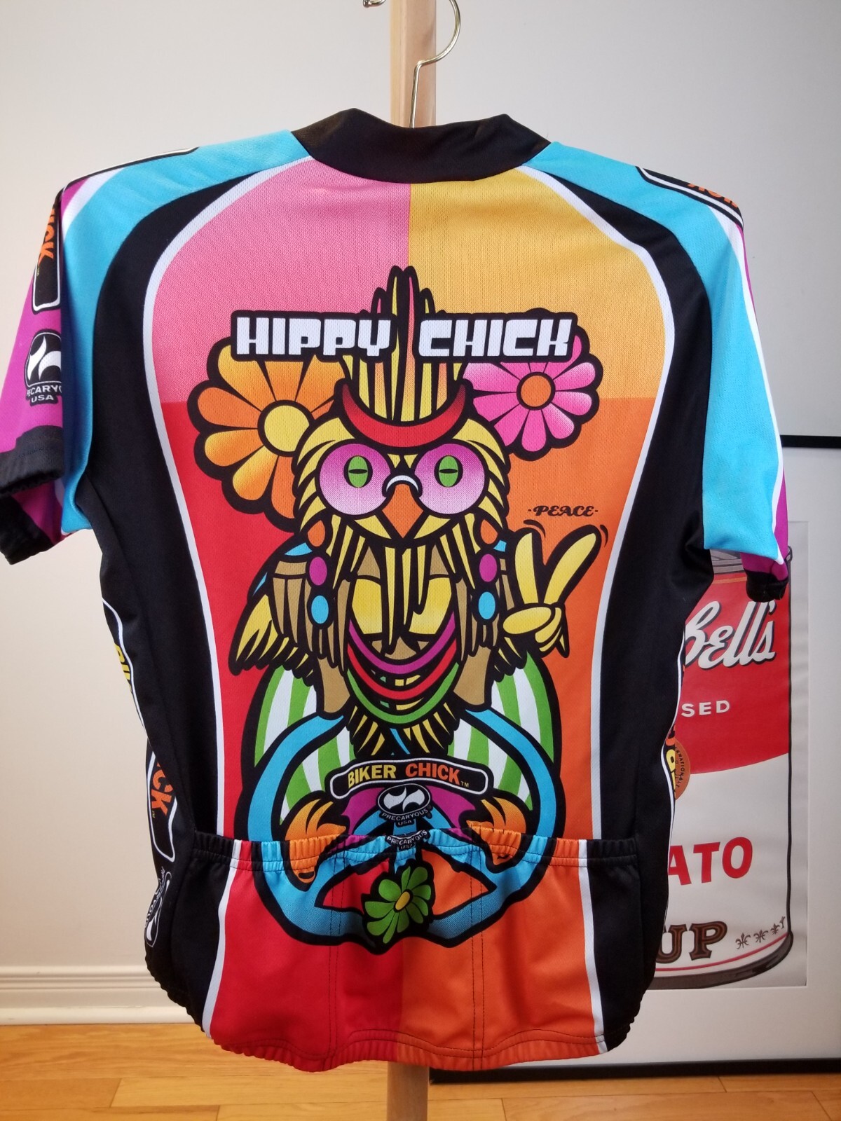 VINTAGE HAPPY CHICK BIKE CYCLING WORLD JERSEY SZ MEDIUM