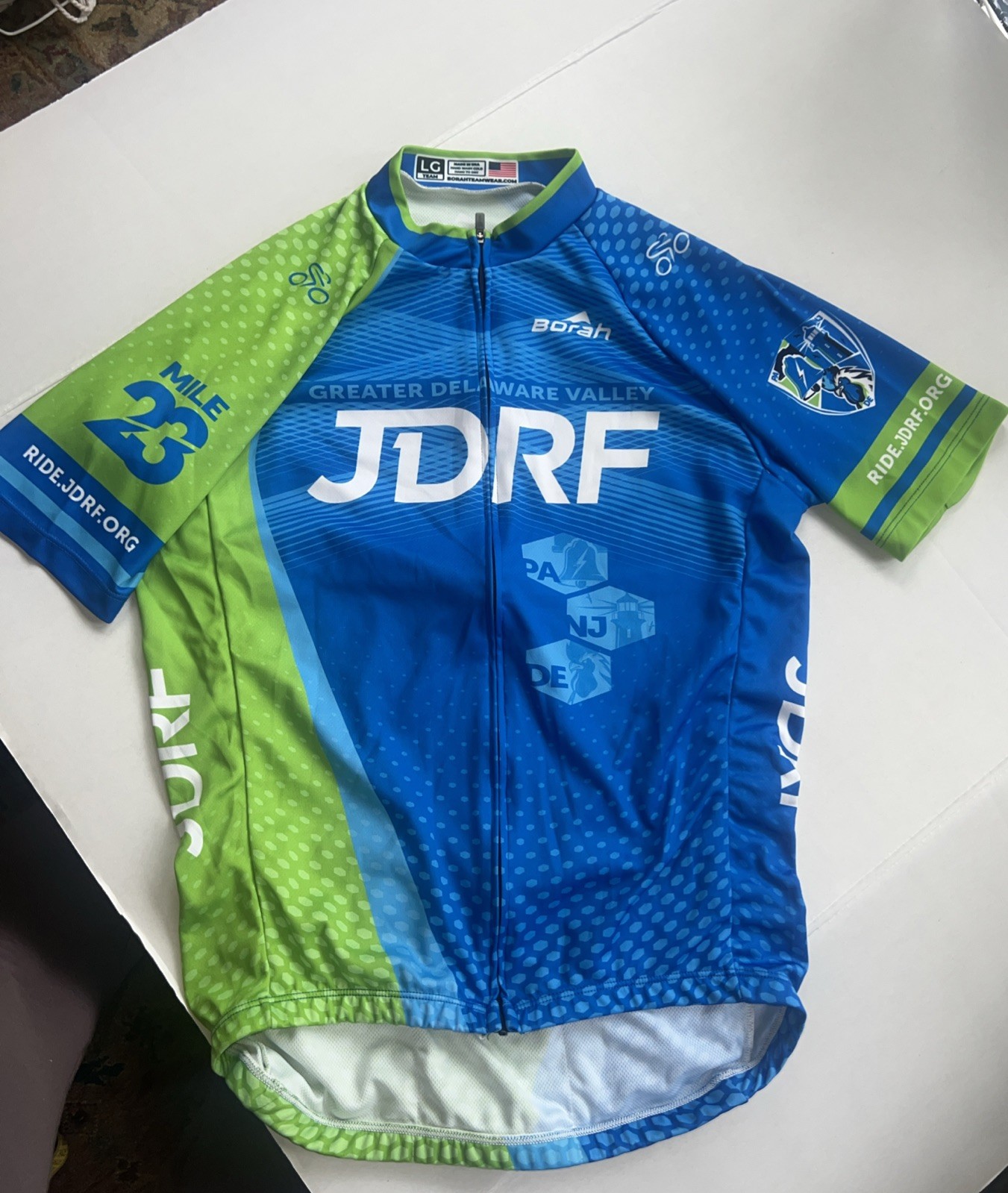 Hincapie Full Zip Mens L Cycling Jersey 2022 JDRF Logo 3-Pockets PA/NJ/DE Region