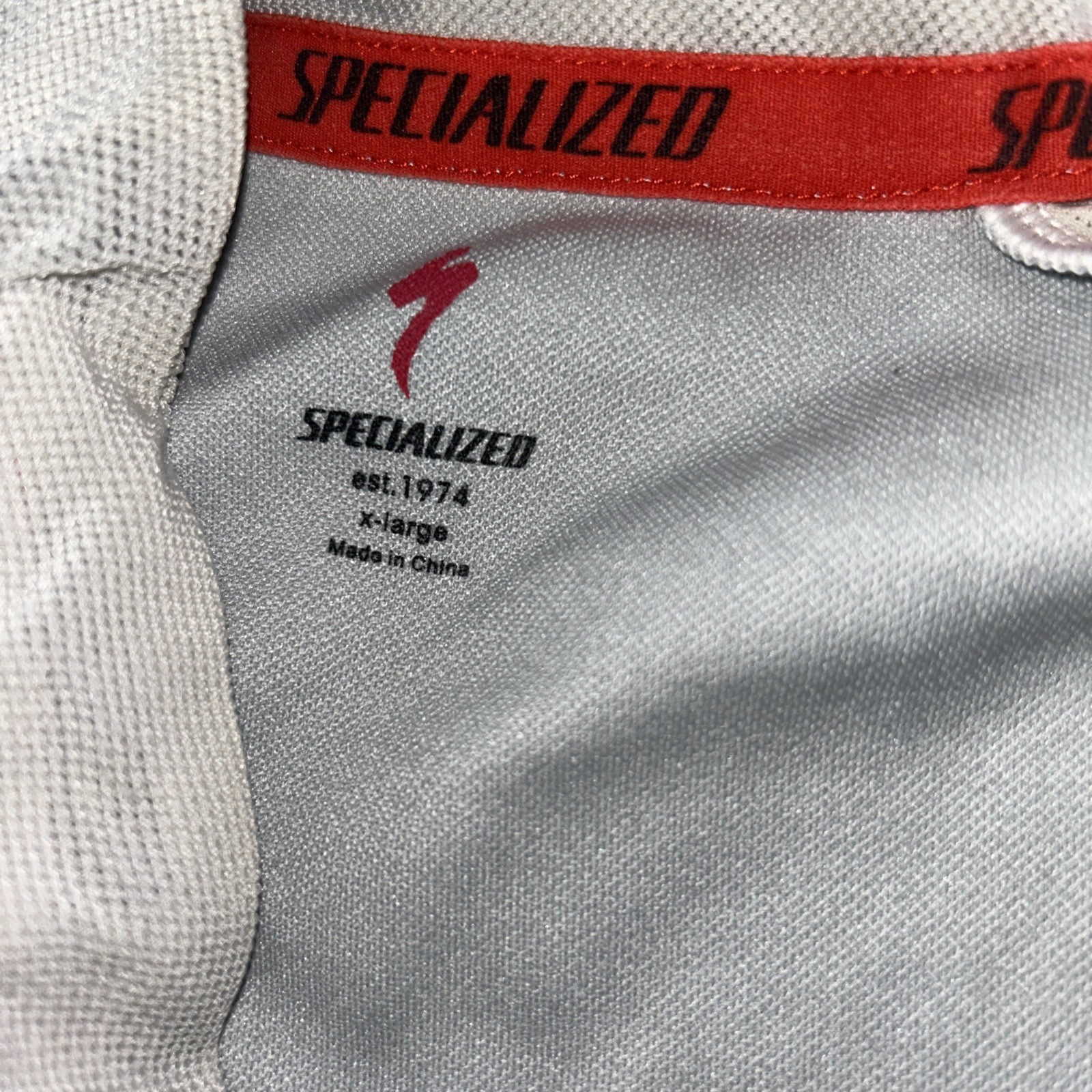 Specialized Mens XL Cycling Jersey Grey Tan Full Zip Short Sleeve Rear Pockets