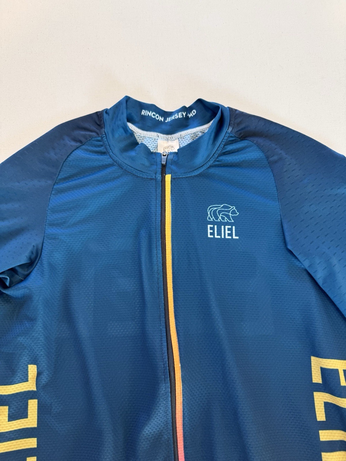Eliel Rincon Men’s Cycling Jersey Blue Short Sleeve Full Zip Pockets Size Medium