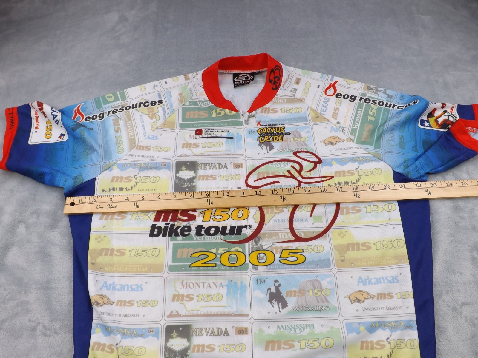 Pactimo Sports Cycling Shirt VTG Men’s Size XL Multi Color 3/4 Zip Back Pockets