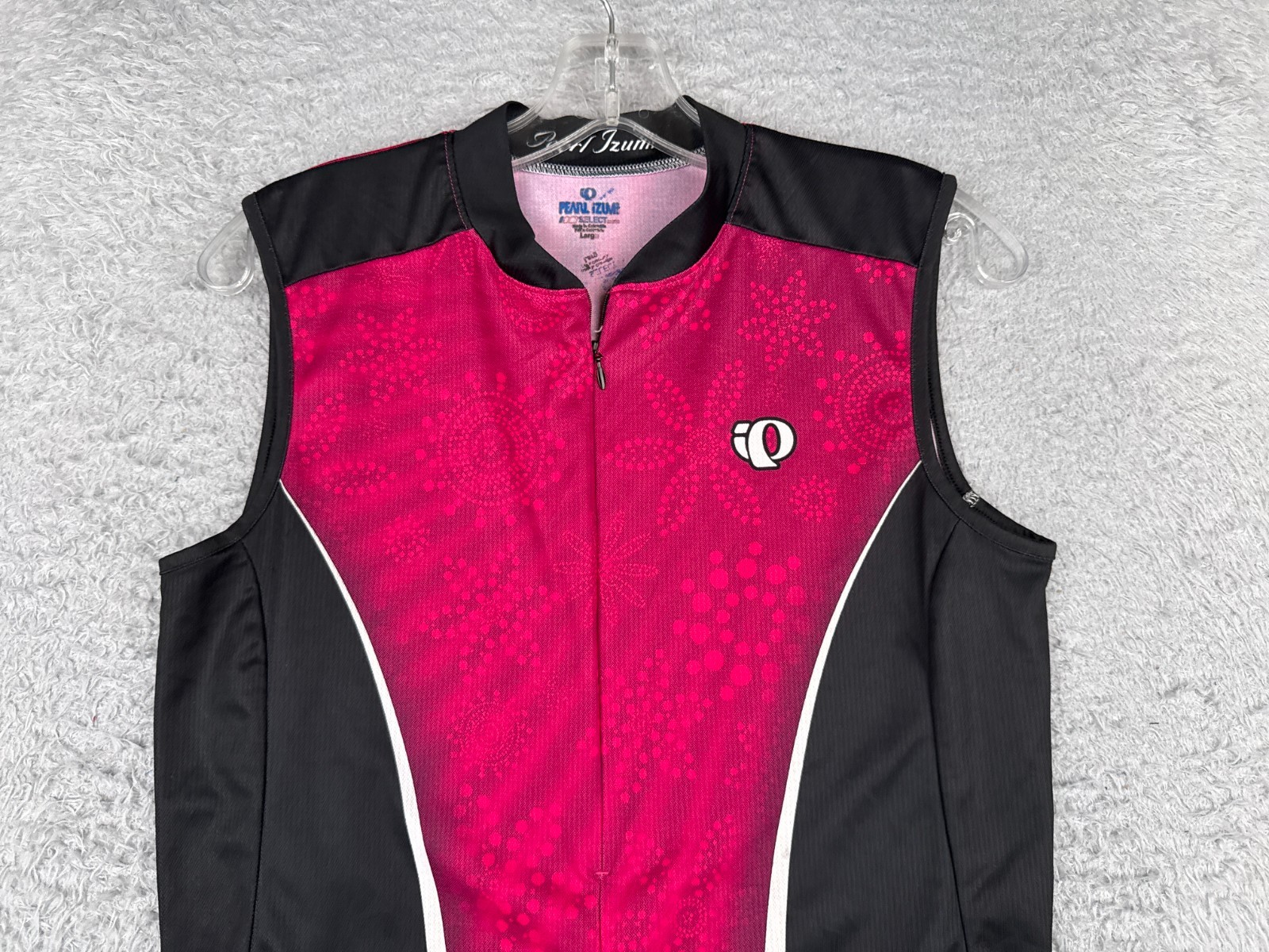 Pearl Izumi Cycling Jersey Large Megenta Black Floral Tank 1/2 Zip Polyester
