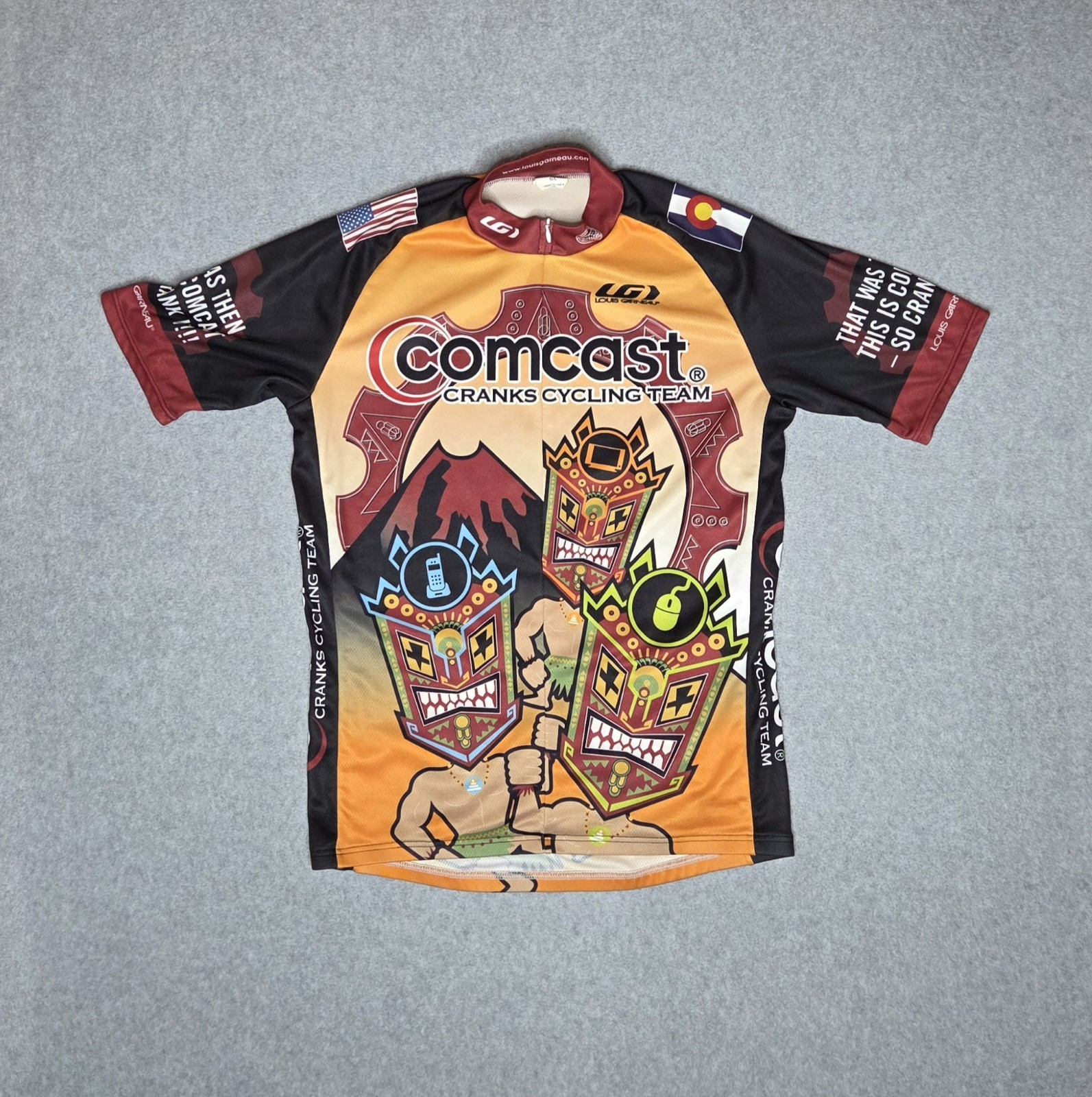 Louis Garneau Cycling Jersey Mens Large Comcast Cranks Cycling Team 1/2 Zip USA