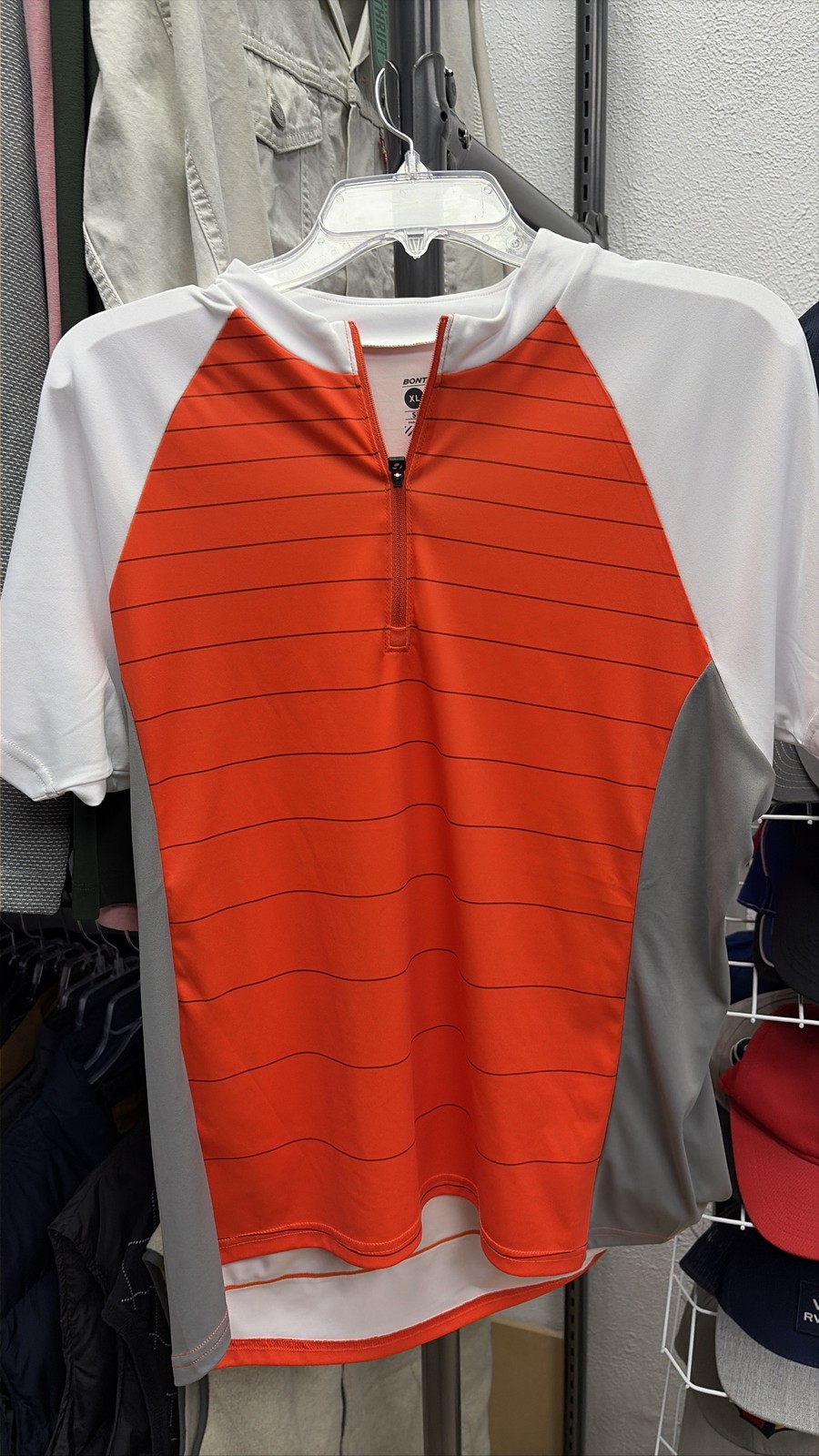 Bontrager Solstice Cycling Jersey Mens XL Orange Gray Short Sleeve 1/4 Zip