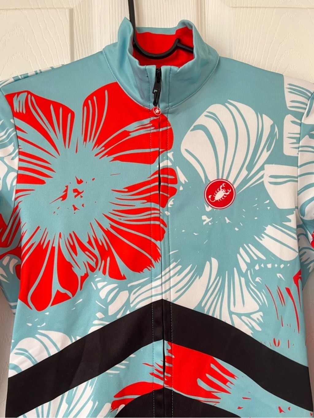Castelli Fresca Women’s Aqua Floral Long-Sleeve Cycling jersey Jacket size XS