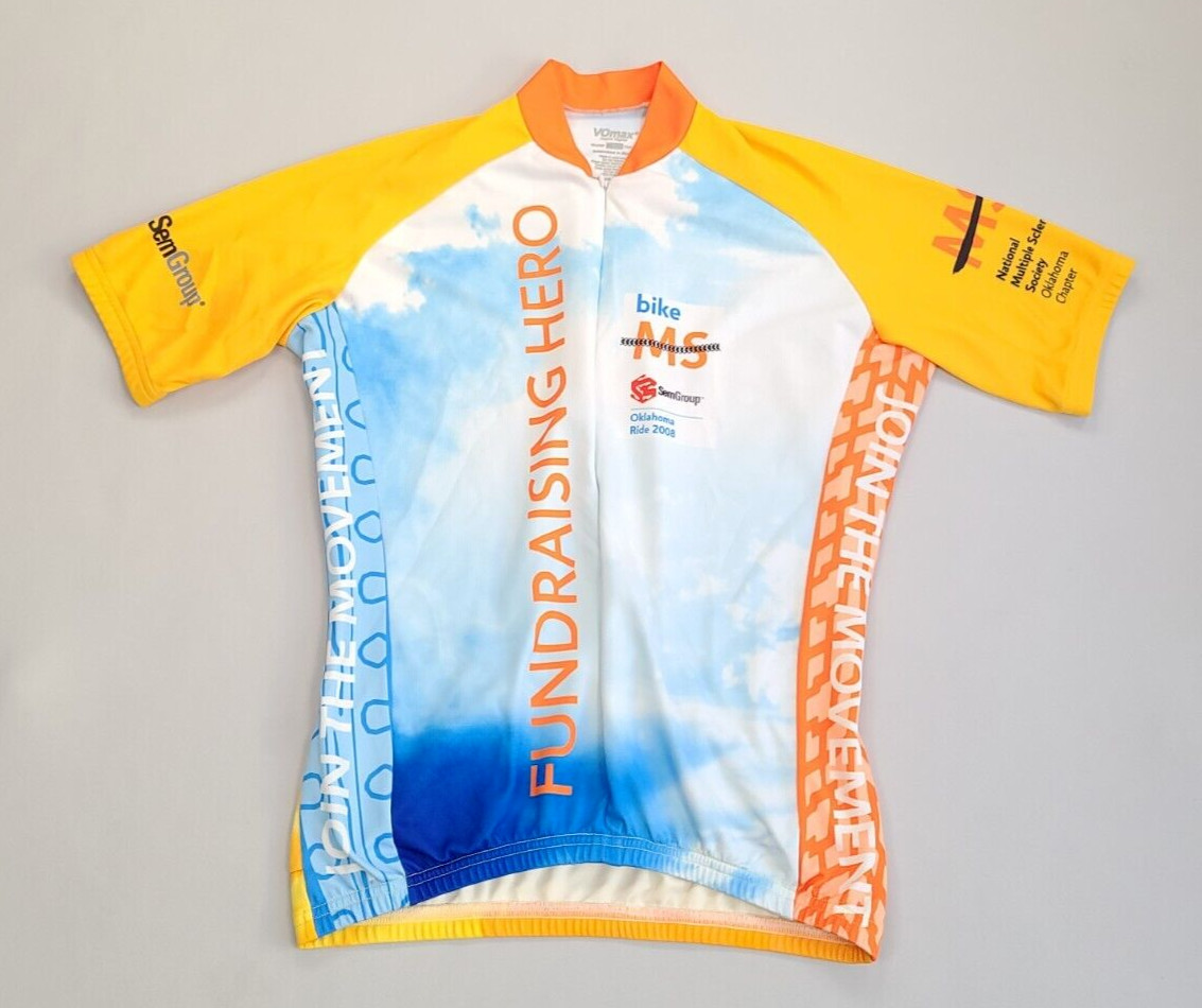 Vomax Shirt Womens Large White Yellow Bike Team Cycling Jersey Athletic Ladies