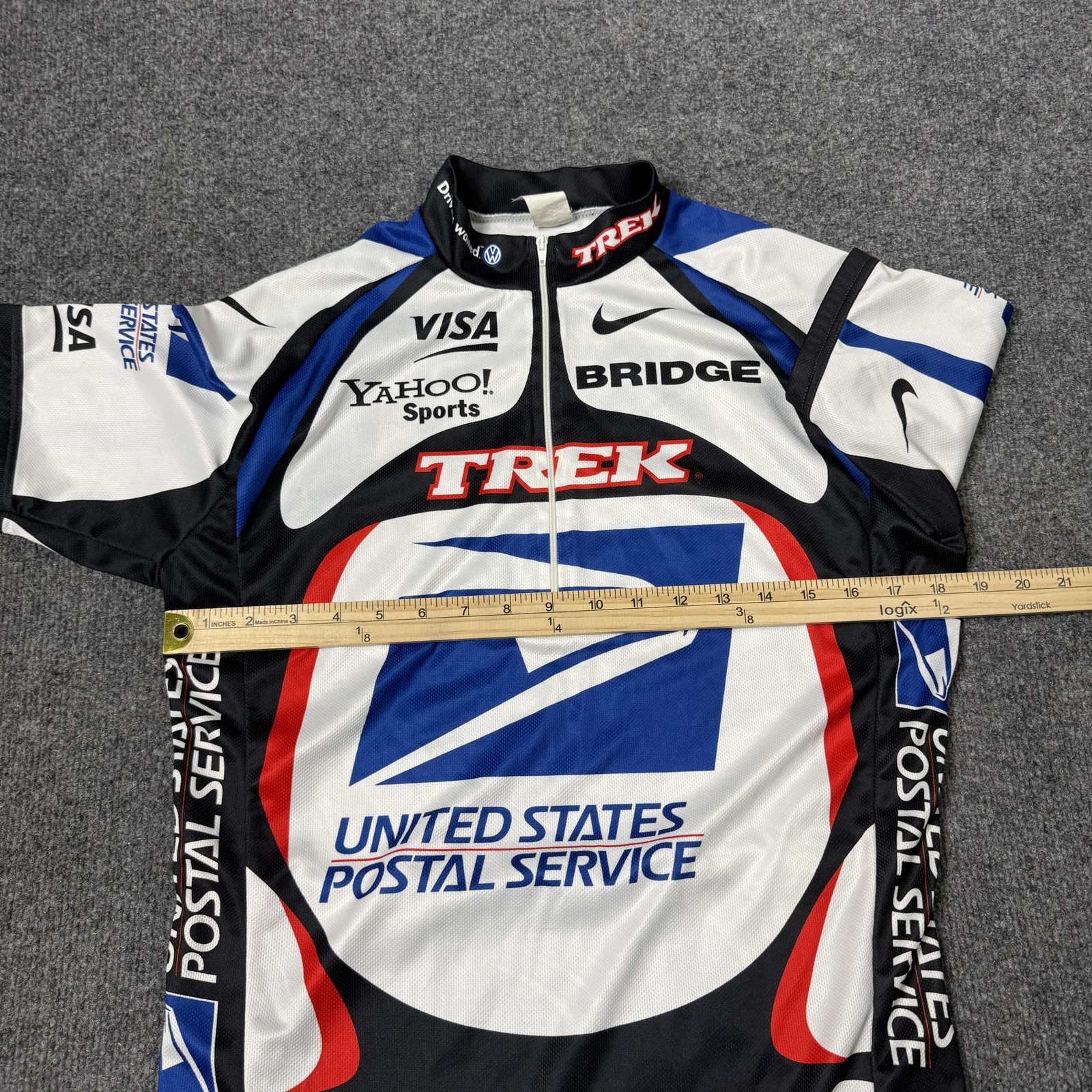 Nike Cycling Jersey Mens Medium USPS TREK Blue Red USA Italy Short Sleeve Team