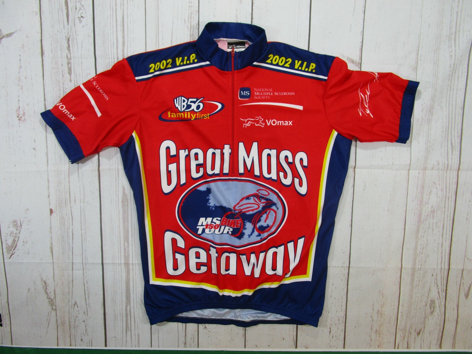 VOmax Mens Cycling Bike Jersey Shirt Medium USA Made SS bottle holder 2002