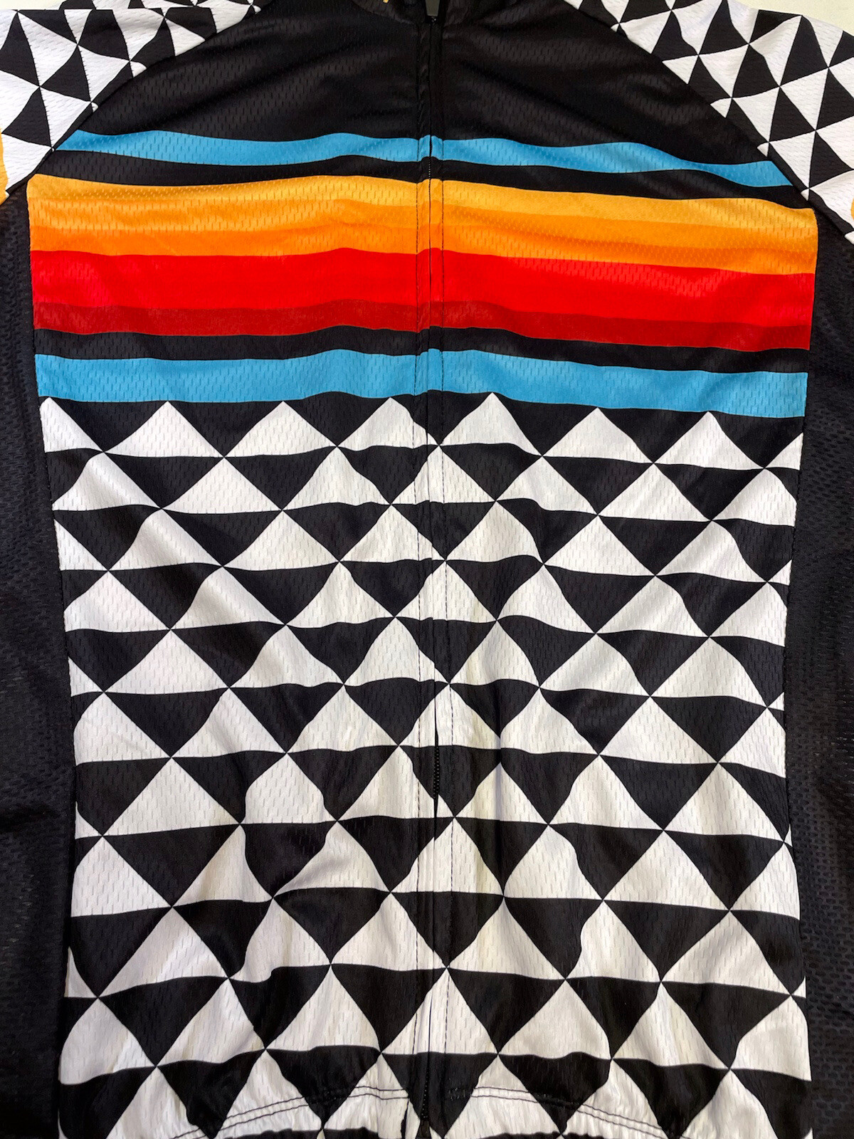 NWT DKGEMN Cycle Shirt Size Large Colorful Short Sleeve Pockets Full Zip