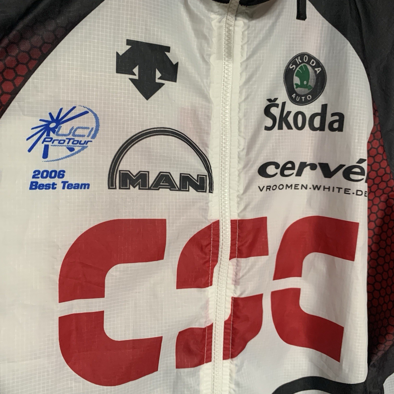 Vintage DESCENTE CSC Team RIIS Cycling Windbreaker Jersey Cervelo UCI Pro Tour