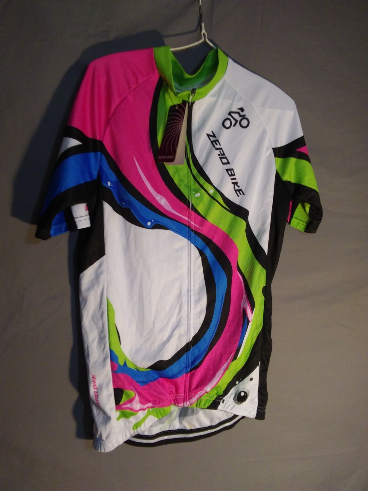 ZERO BIKE Cycling Jersey Top Women’s L Multicolor Short Sleeve Full Zipper