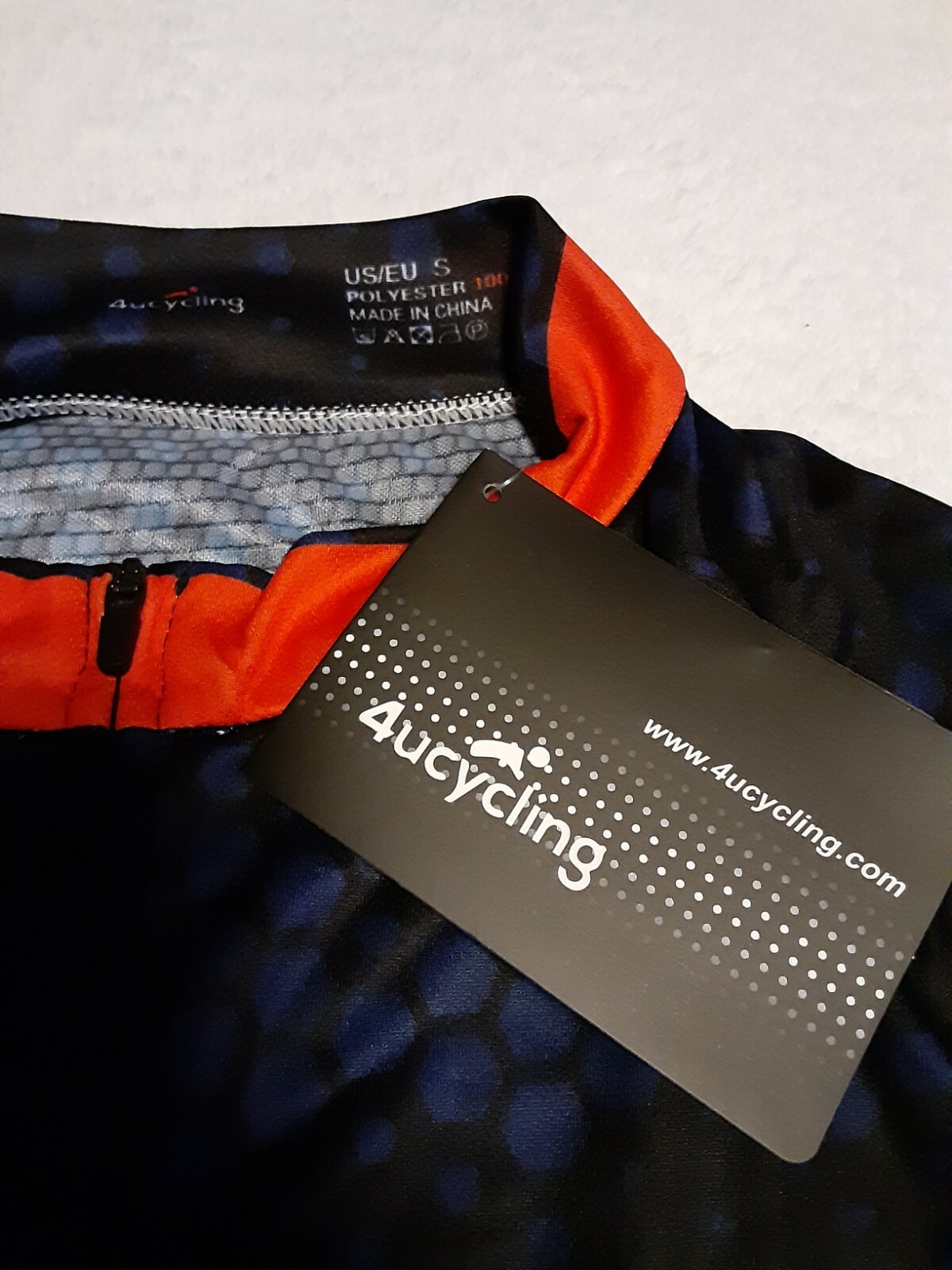 * NEW – 4Ucycling Cycle Jersey Size S Black With Orange & Blue Design 3 Pouches