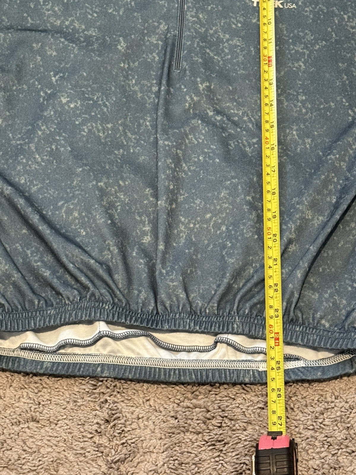 Vintage 90s Trek USA Cycling Jersey Retro blue-grey 1/4 zip acid wash mens Med