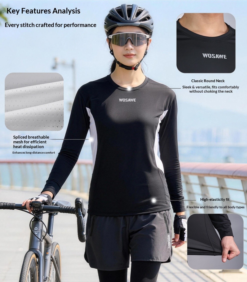 Men’s Long Sleeve Casual Cycling Jersey Spring Summer Loose Fit Bicycle Riding