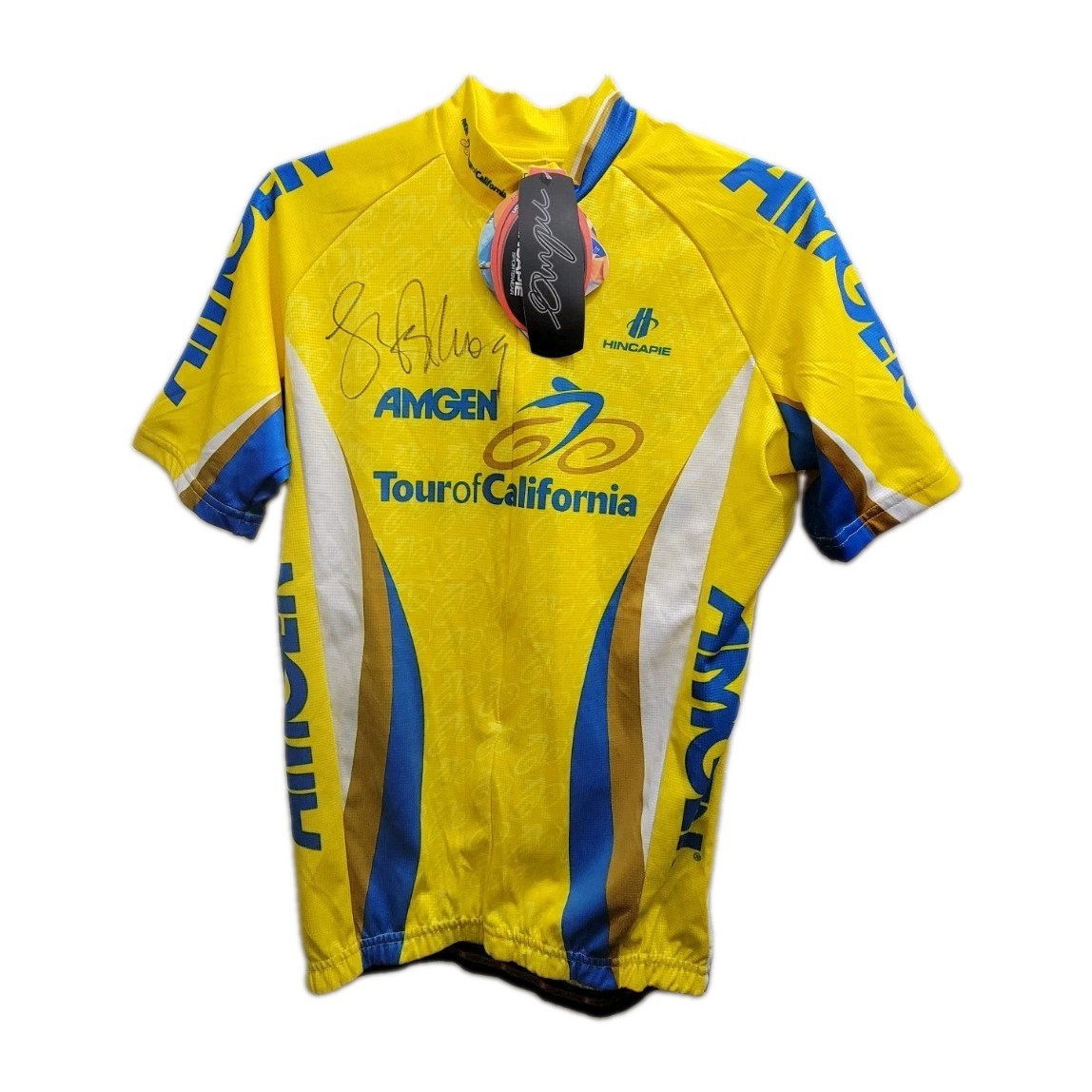 2 Tour of California Yellow Bicycle Jerseys Size S Signed NWT One Used Size M