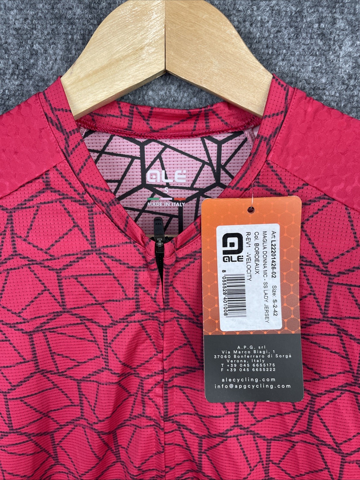Ale Cycling Shirt Womens Small Red Short Sleeve R-EV1 Velocity Jersey Italy Made