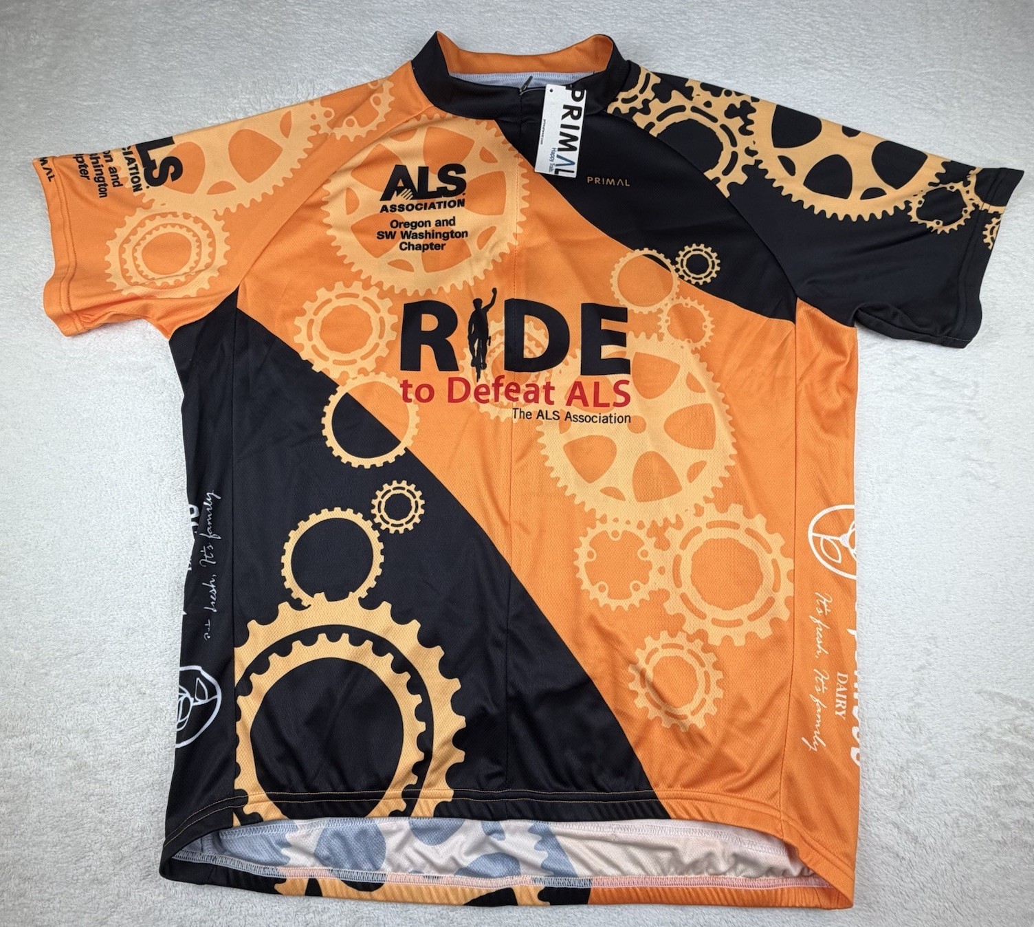 PRIMAL HAPPY TRAILS CYCLING Men’s Sport Cut Raglan Jersey Size 3XL Oregon NWT