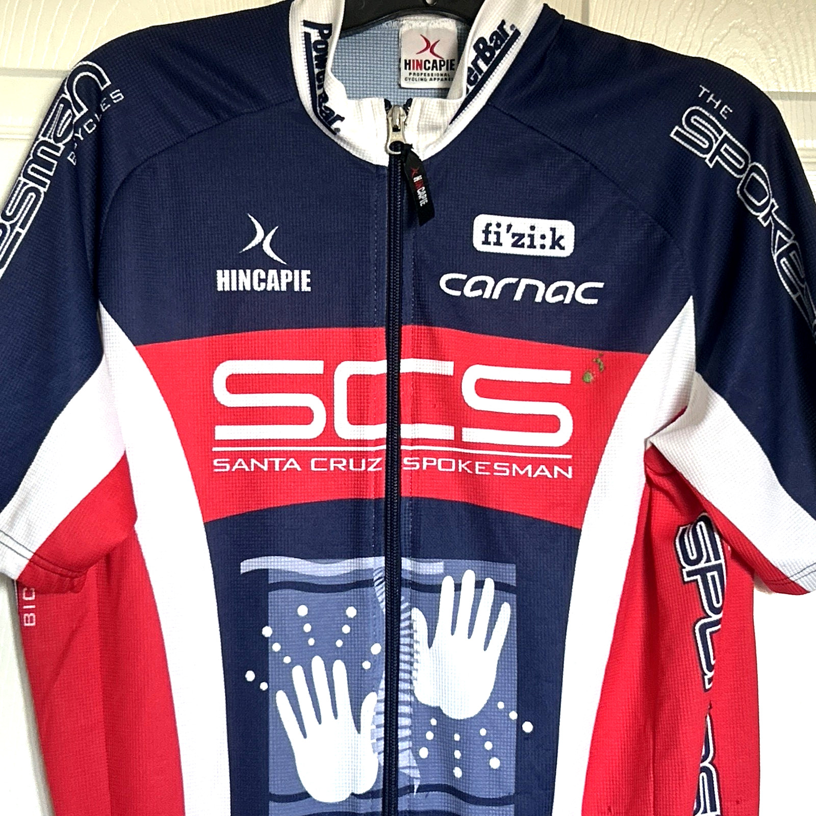 Santa Cruz Spokesman HINCAPIE Italy Made Full Zip Cycling Jersey XL Power Bar