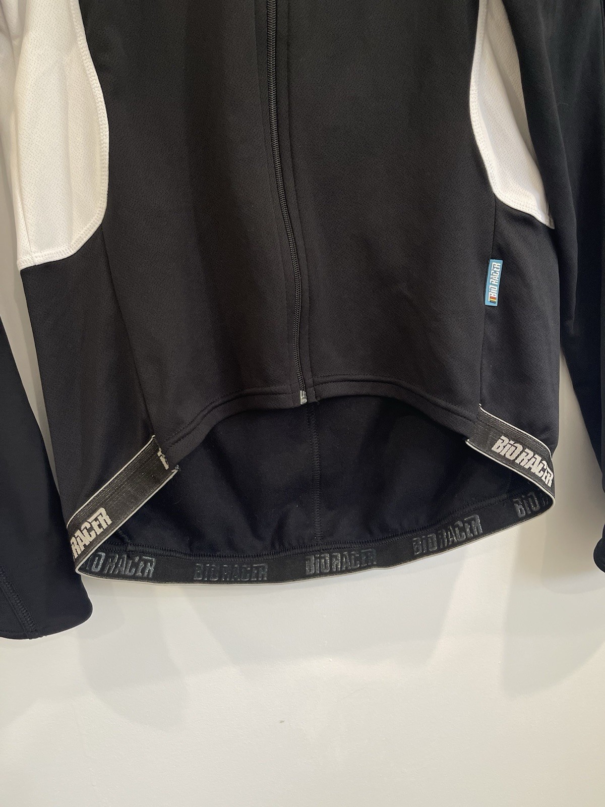 Bio Racer Black Cycle Long Sleeve Jersey Top Full Zip Size XL EUC Back Pockets