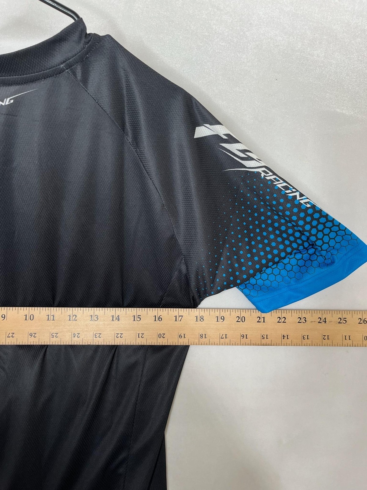 Fly Racing Cycling Jersey Shirt Large Blue Black Mens Full Zip Pockets Quick Dry
