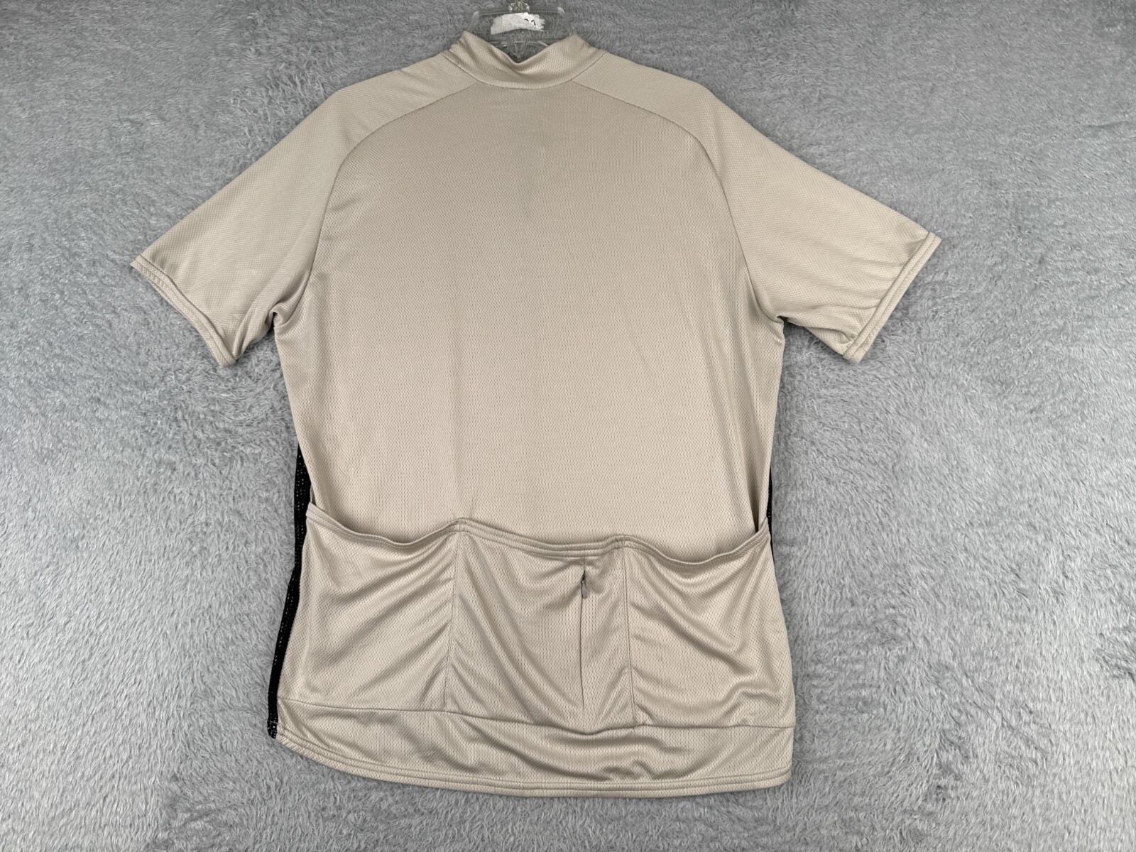 VINTAGE Performance Cycling Jersey Adult Large Beige Black 1/2 Zip Short Sleeve