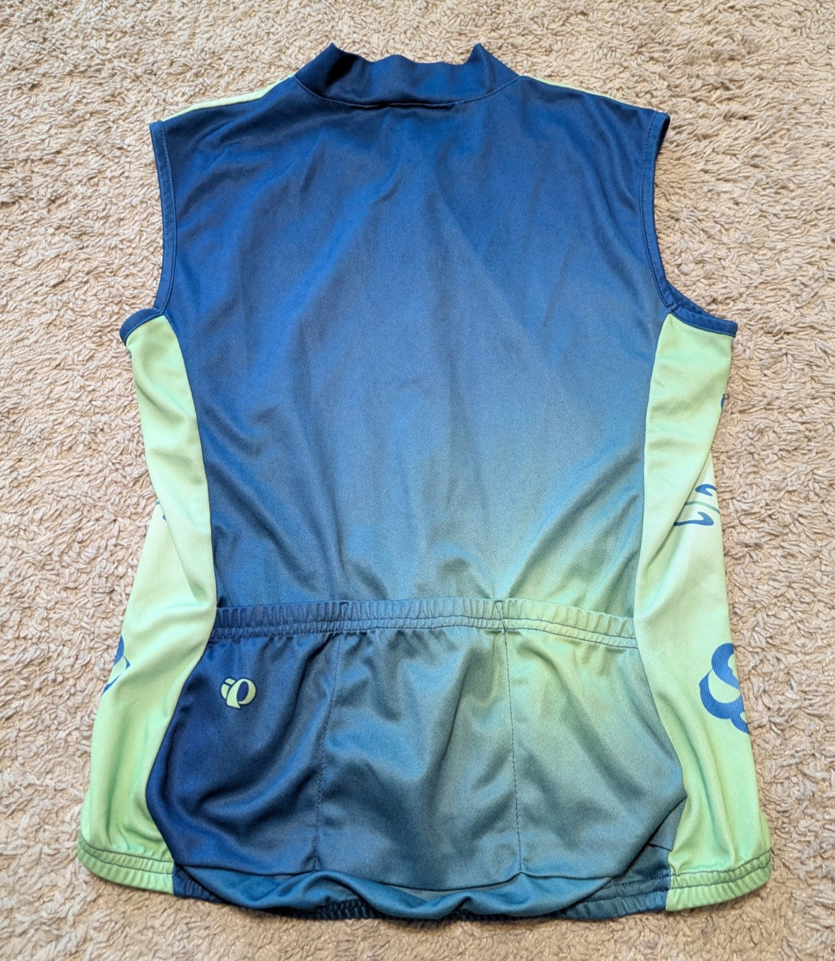 Pearl Izumi Cycling Shirt Womens Sz S Back Pockets 3/4 Zip Blue Green Bicycle