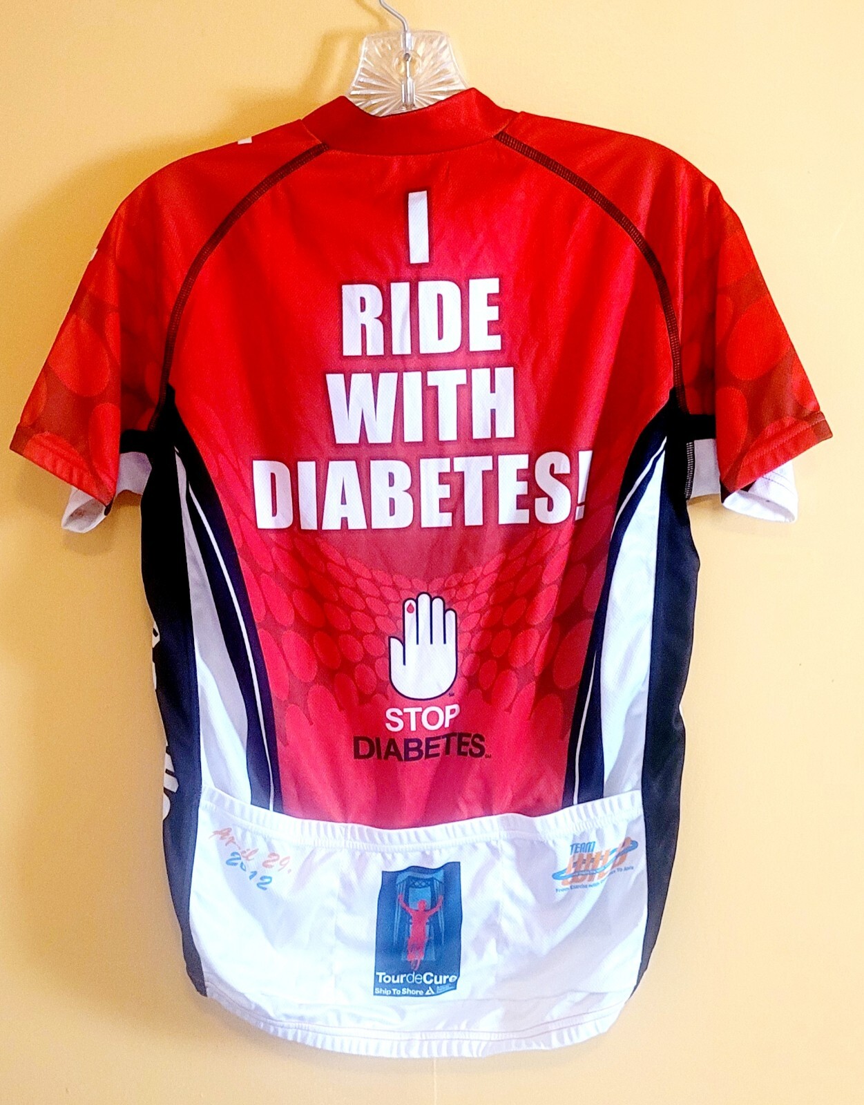 Red Rider American Diabetes Association Cycling Jersey Men’s Small Free Shipping