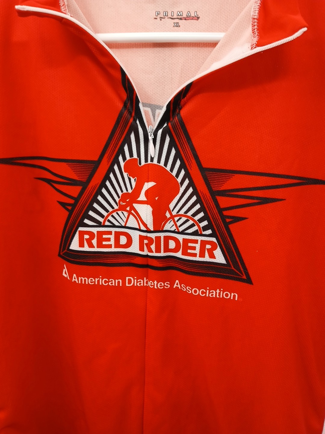 Primal Cycling Jersey Mens XL Red Rider American Diabetes Full Zip Athletic