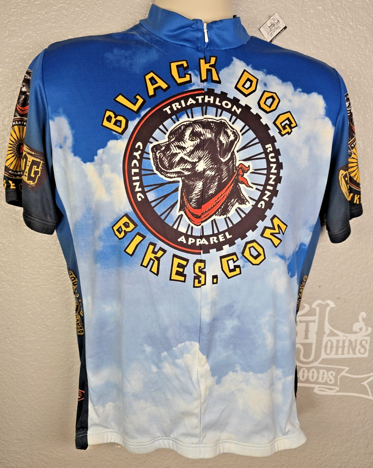 Primal Black Dog Triathlon Cycling Jersey Men’s L Short Sleeve Back Pocket