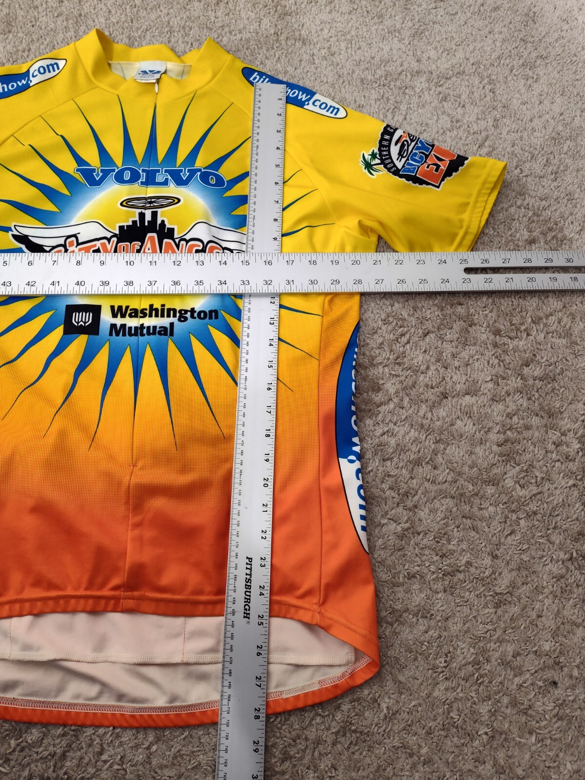 Volvo City of Angels Funride Voler vintage mens Yellow cycling jersey size XL