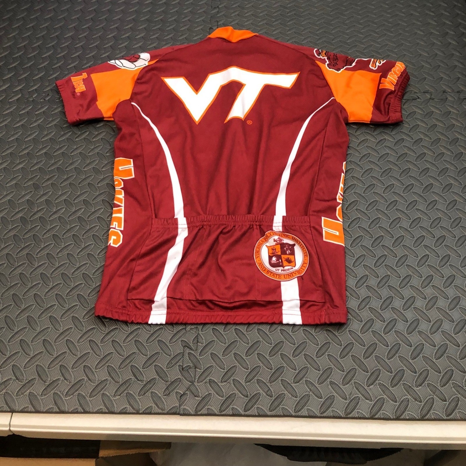 Adrenaline Promotions Cycling Jersey Mens M Maroon Virginia Tech Hokies VT Short