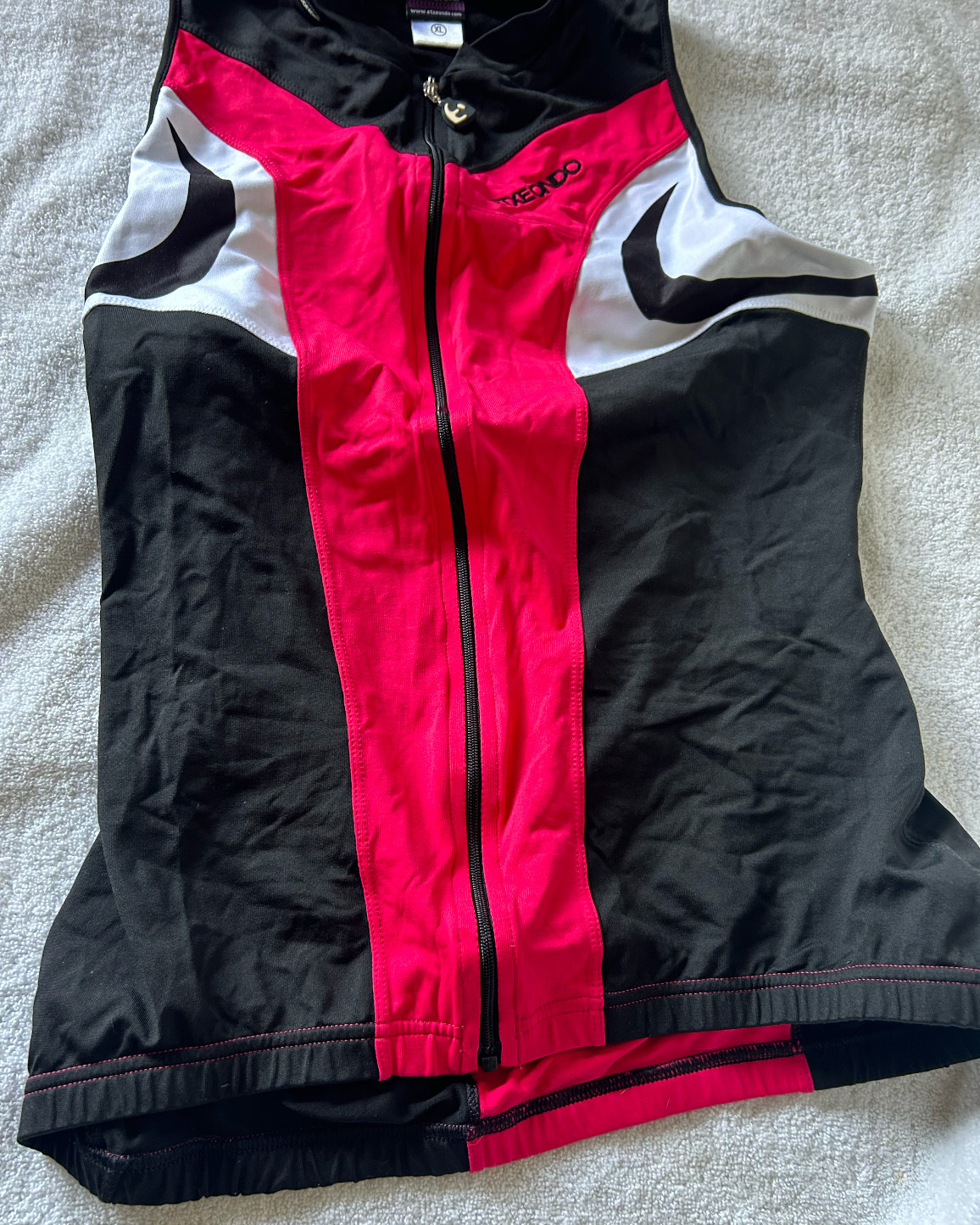Women’s CYCLING Jersey Sleeveless ETXEONDO Aroa in Black/White/Pink