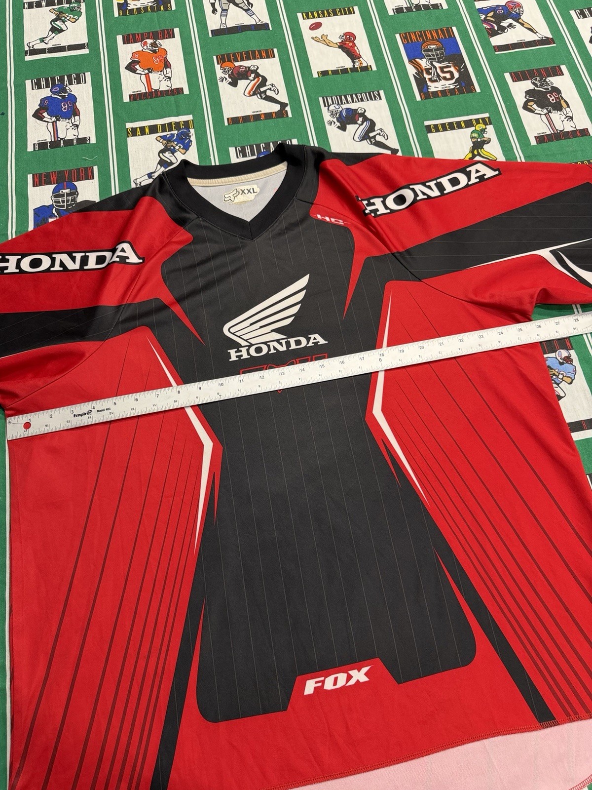 Fox Honda Men’s 2XL Red Black White Graphic Jersey Long Sleeve V-Neck Mesh