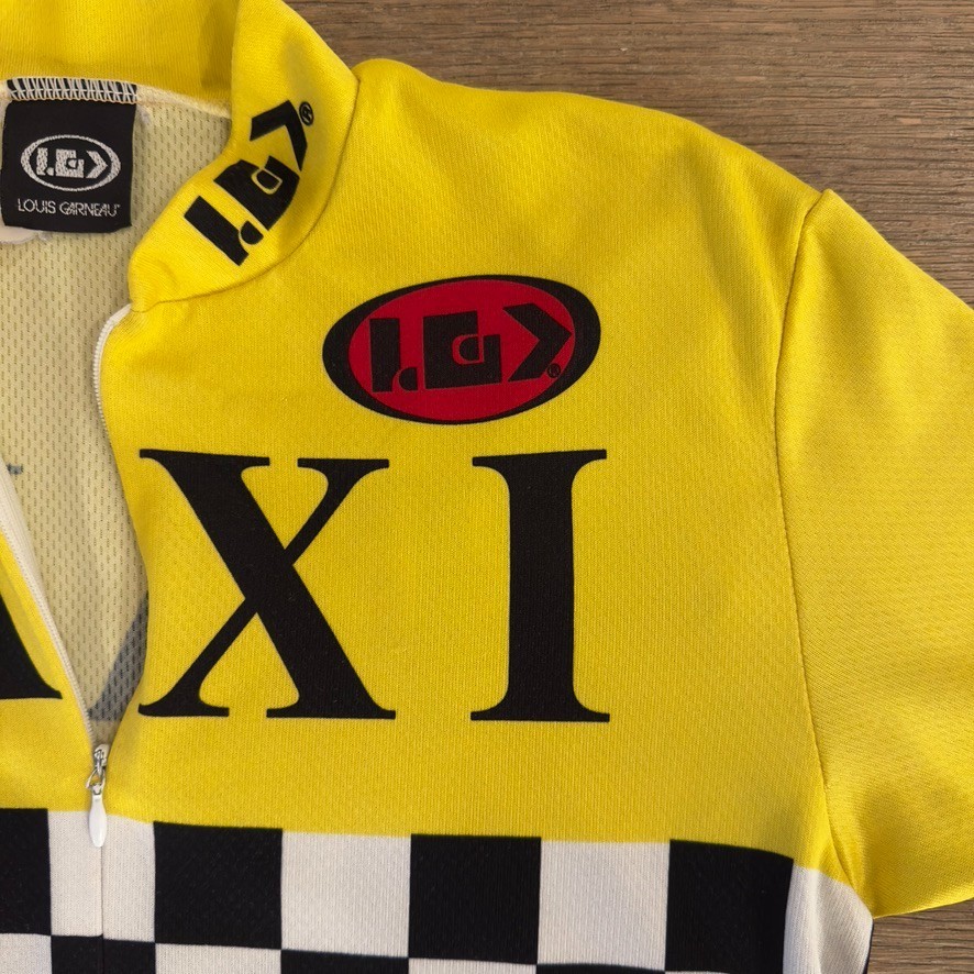 Louis Garneau Yellow & Black Checkered NYC “TAXI CAB” Cycling Jersey-Size Small