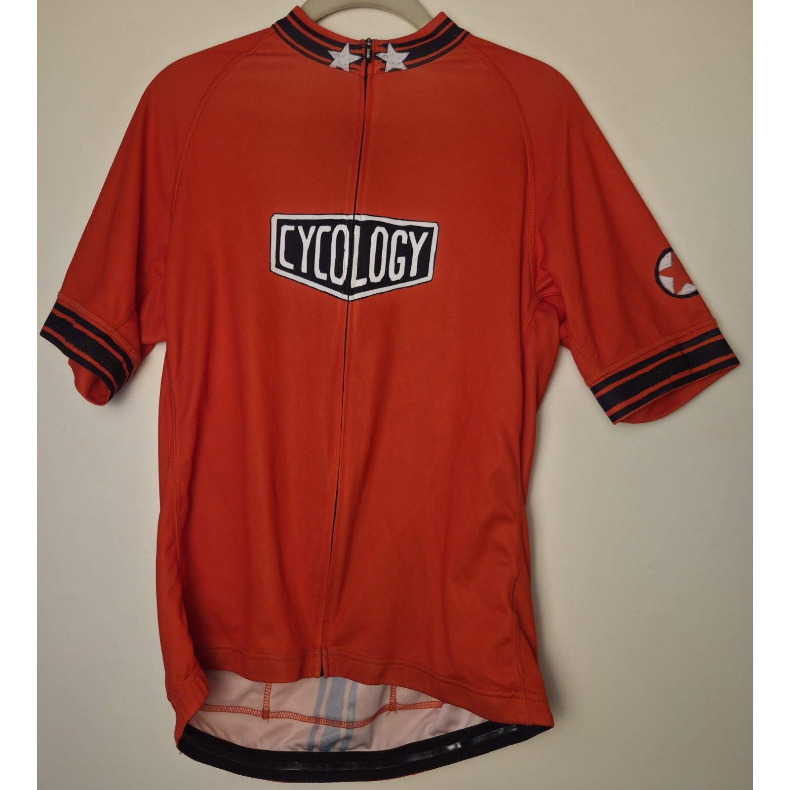 Cycology Cycling Jersey Red Mens L Train Hard Get Lucky Logo Full Zipper