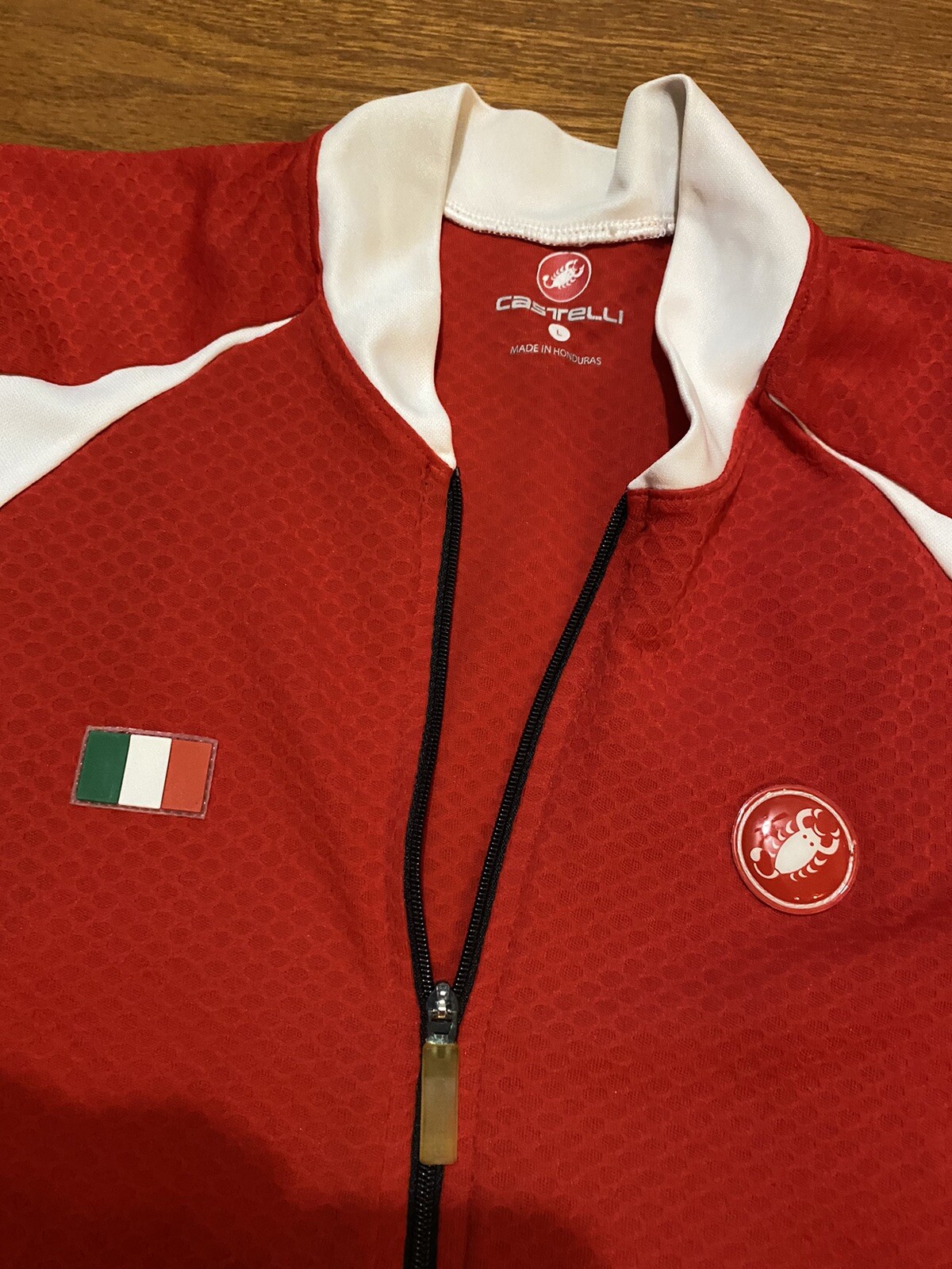 Castelli Cycling Jersey Shirt Adult Large Red 100% Polyester Pockets Italy