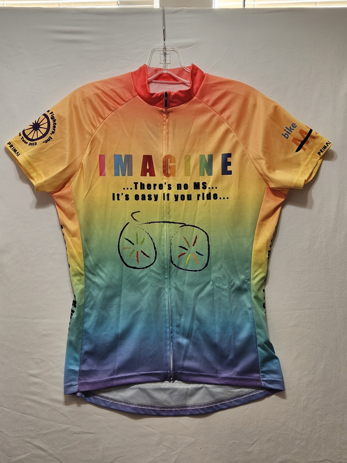 Primal Ladies Size Lg Multi-Color IMAGINE Full Zip Biking Jersey Fight MS