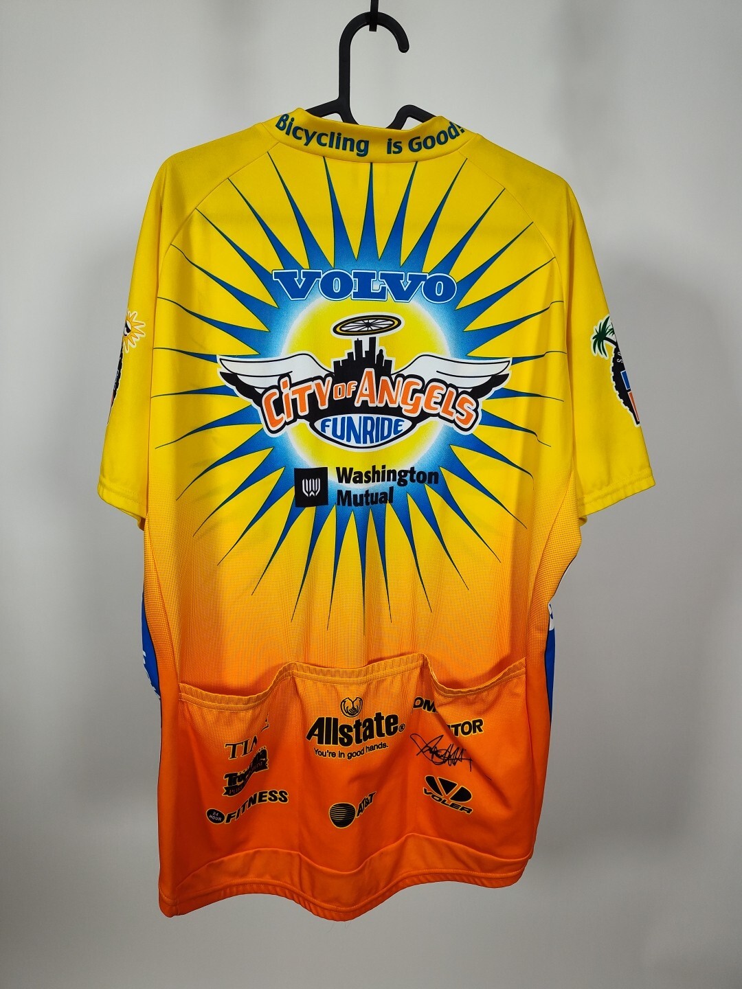 Volvo City of Angels Funride Voler vintage mens Yellow cycling jersey size XL