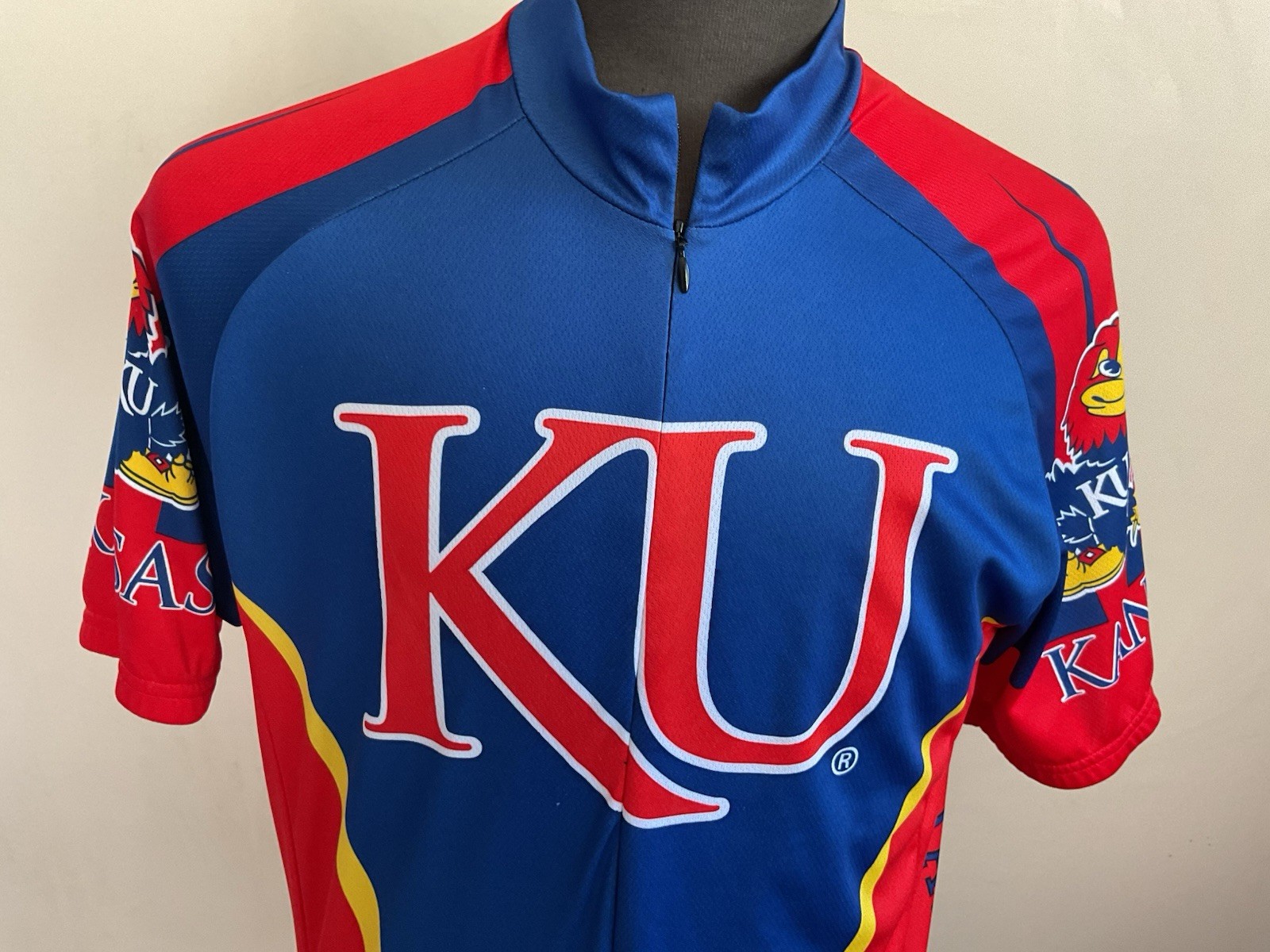 Kansas KU Jayhawks Cycling Jersey Adrenaline Promotions Size Large Biking