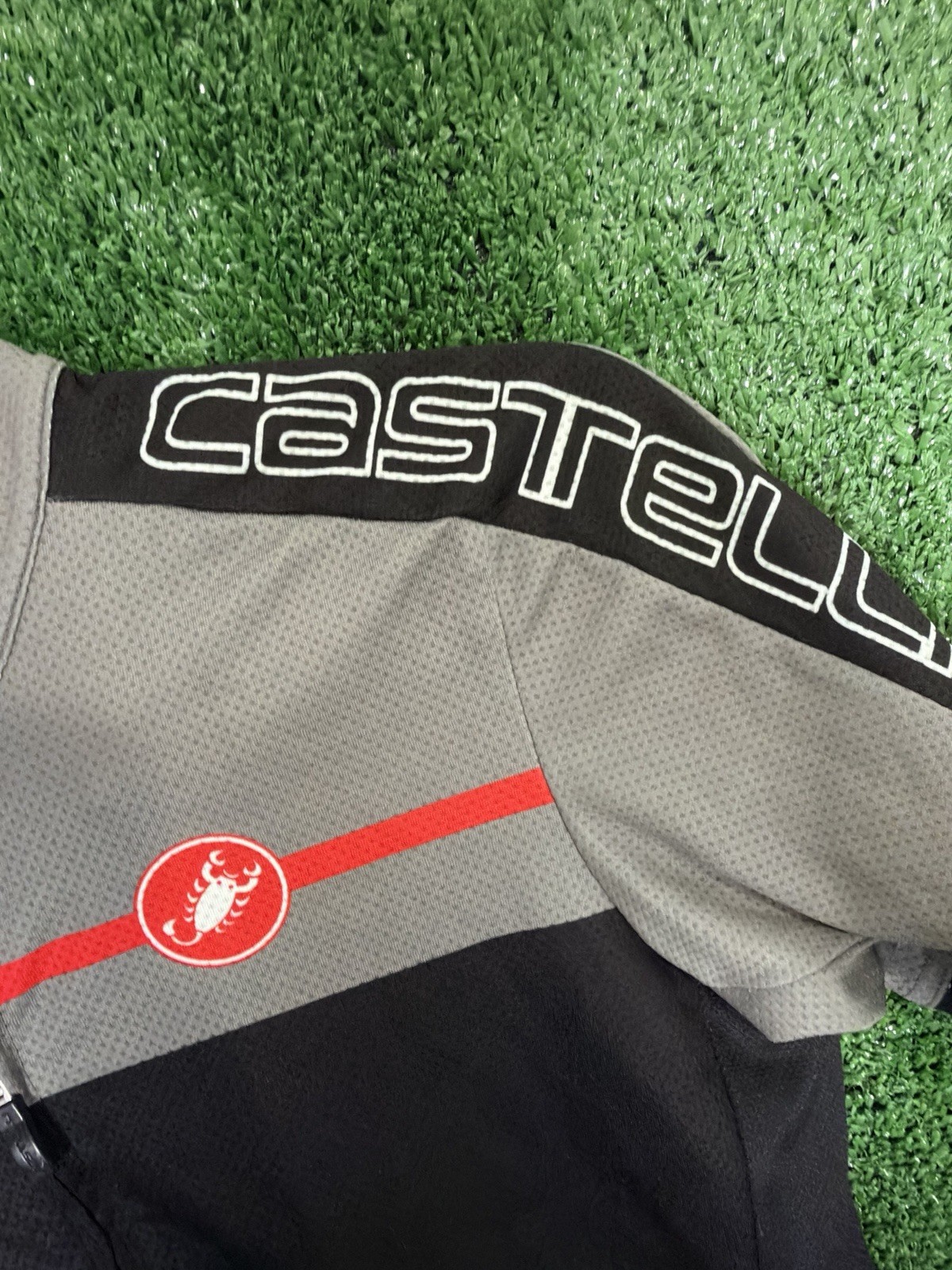 Castelli Men’s Scorpion Cycling Jersey L Black Gray Red Full Zip Bike Shirt-0017