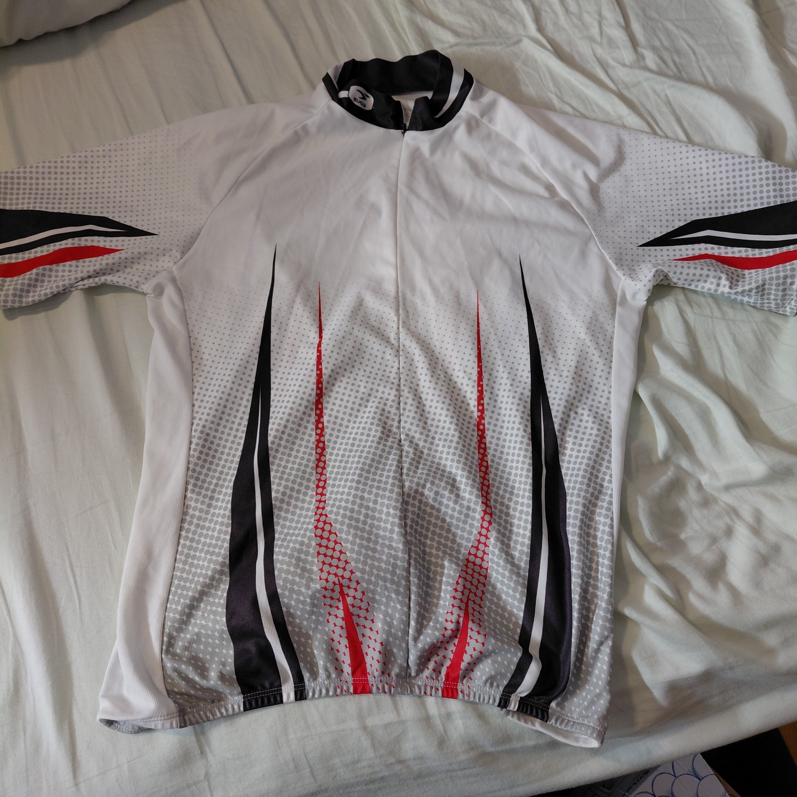 Sugoi Cycling Jersey Mens Large Short Sleeve Mock Neck 1/2 Zip Top Shirt white