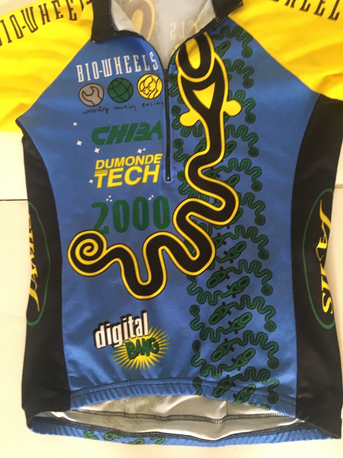 Cycling Shirt Jersey Revi Bio Wheels Chiba Polyester Zipper Front USA Large