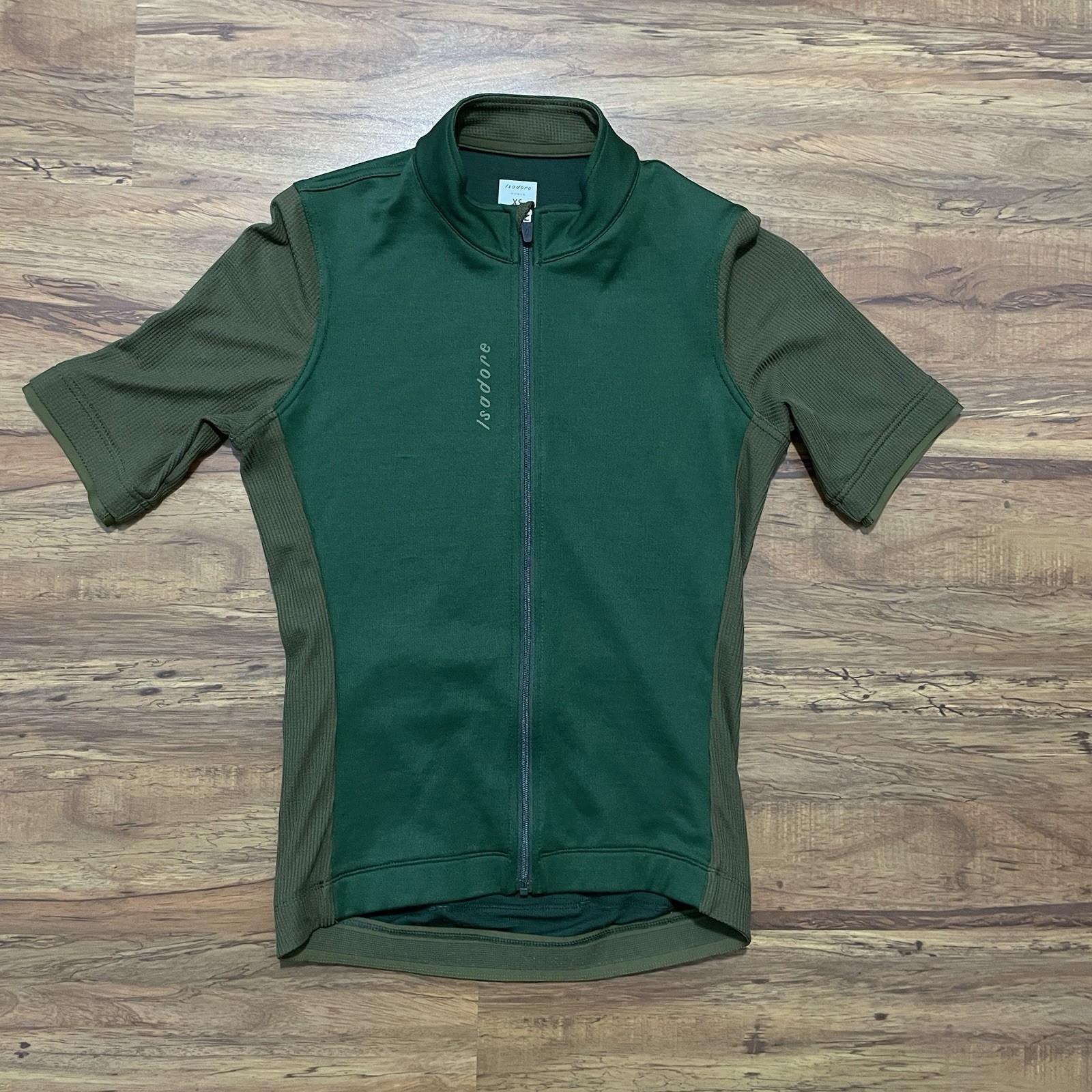Isadore Signature Cycling Jersey Womens XS Green Full Zip Merino Wool Blend Bike