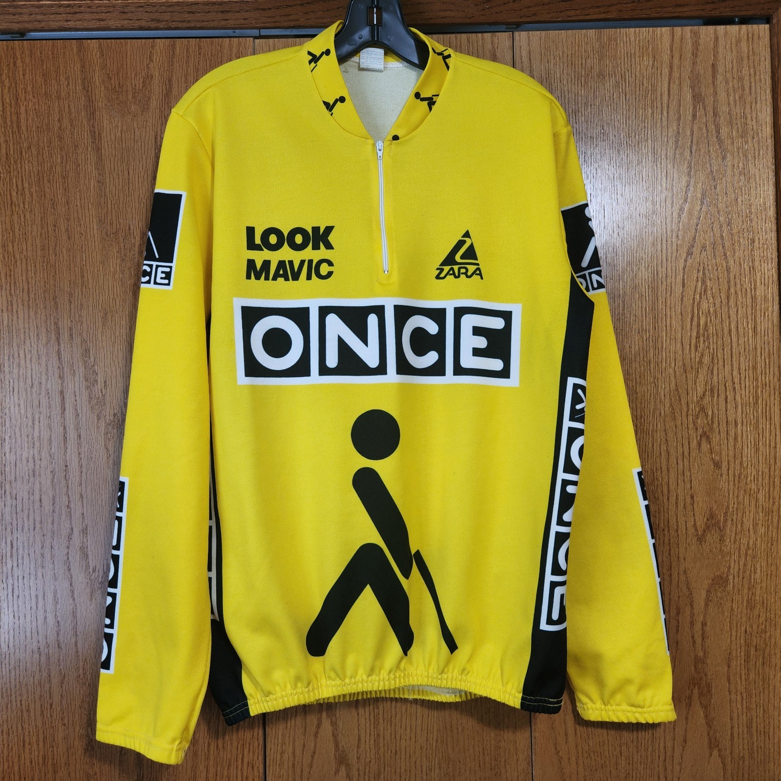 VINTAGE ONCE TEAM CYCLING LONG SLEEVE JERSEY GIORDANA LOOK MAVIC SIZE L, GUC