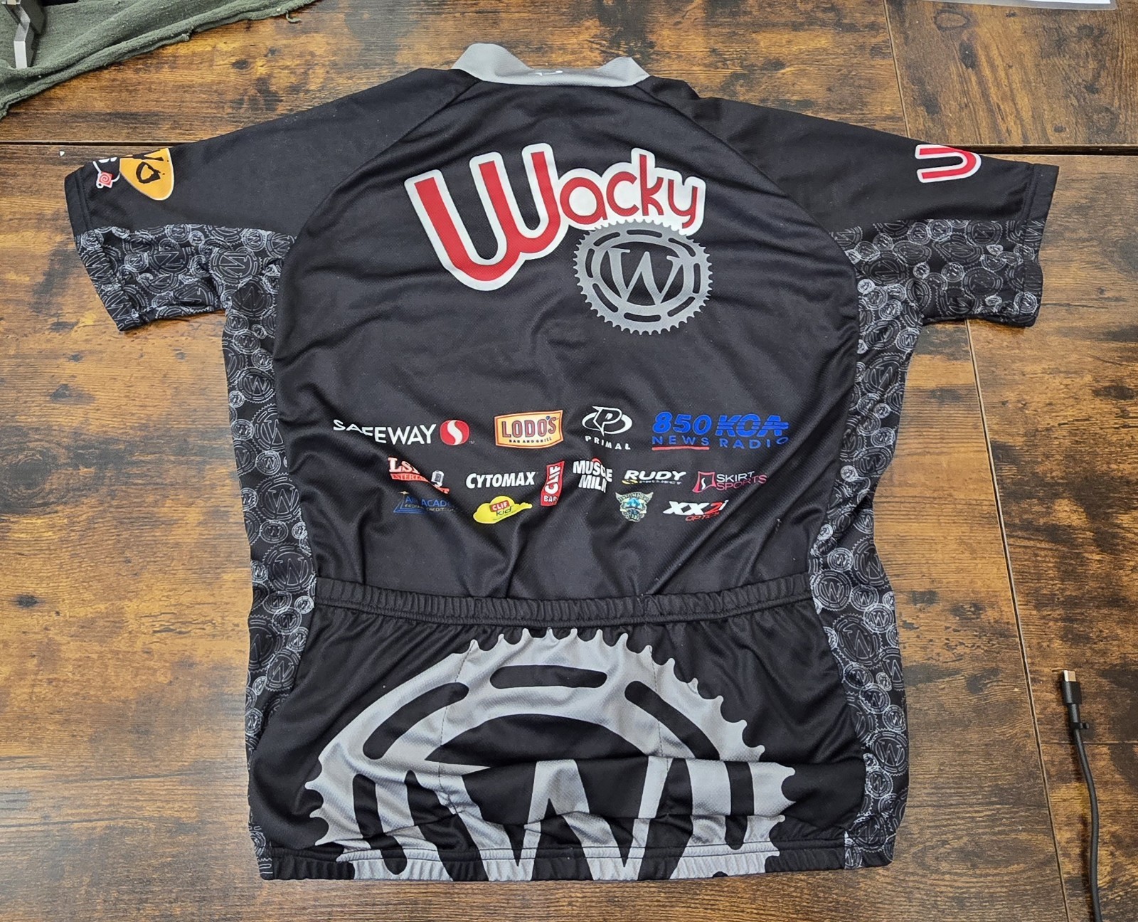 Primal Men’s L Black/Gray Cycling Jersey Short Sleeve Full Zip Pockets Collared