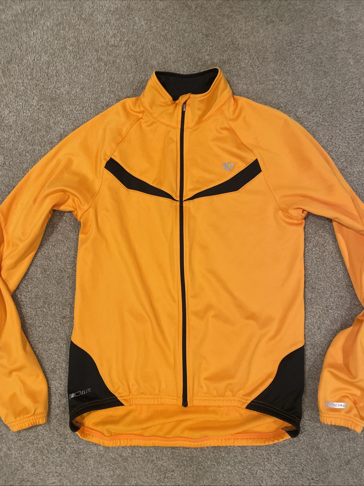 Pearl Izumi Elite Series Men’s LS Thermal Sz L Full Zip Jacket Orange/Black