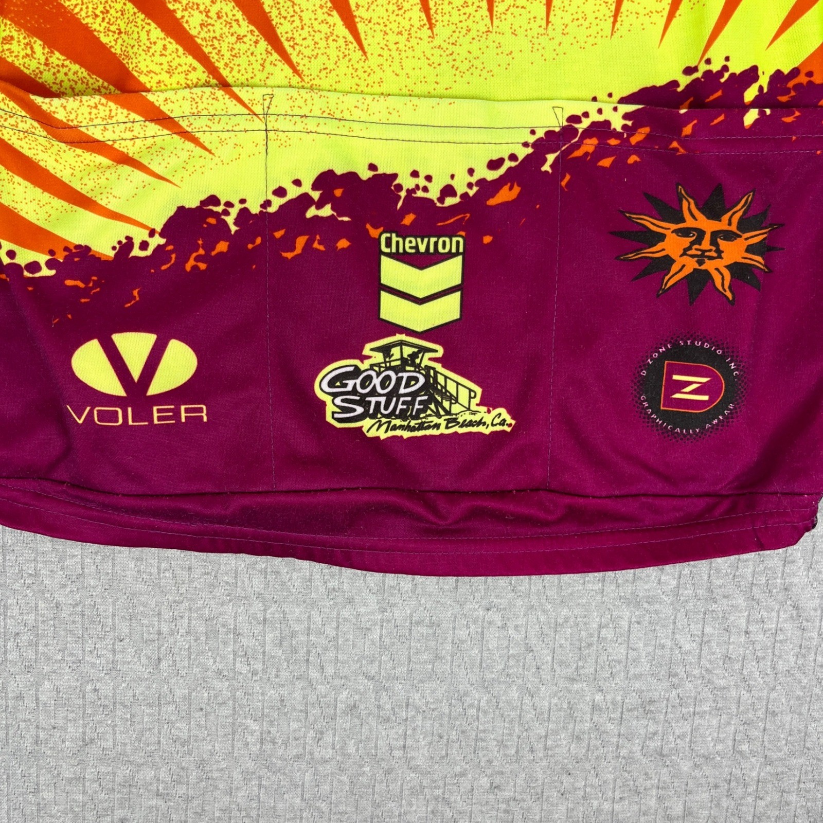 Voler Cycling Racing Jersey Mens M Yellow Chevron Kinko’s California Sunburst