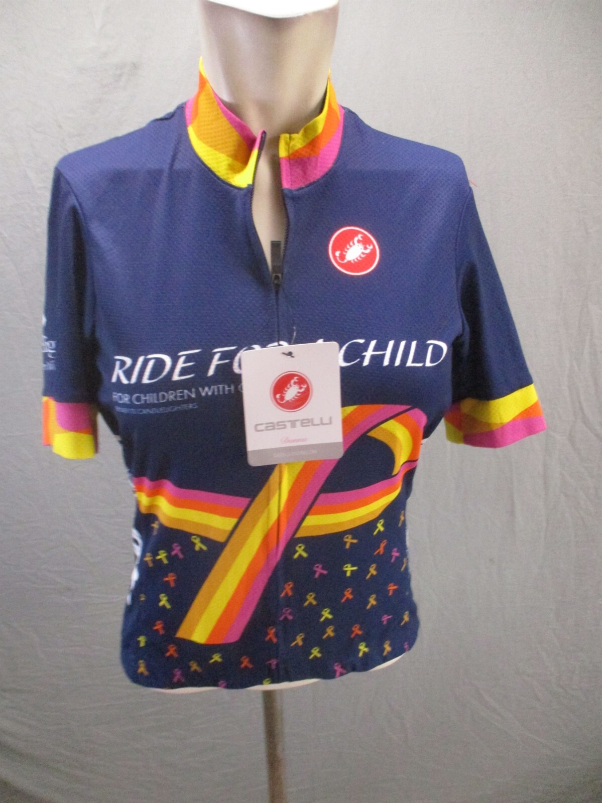 NWT CASTELLI Size M Women Full Zip Elastic Waist Short Sleeve Cycling Jersey 896